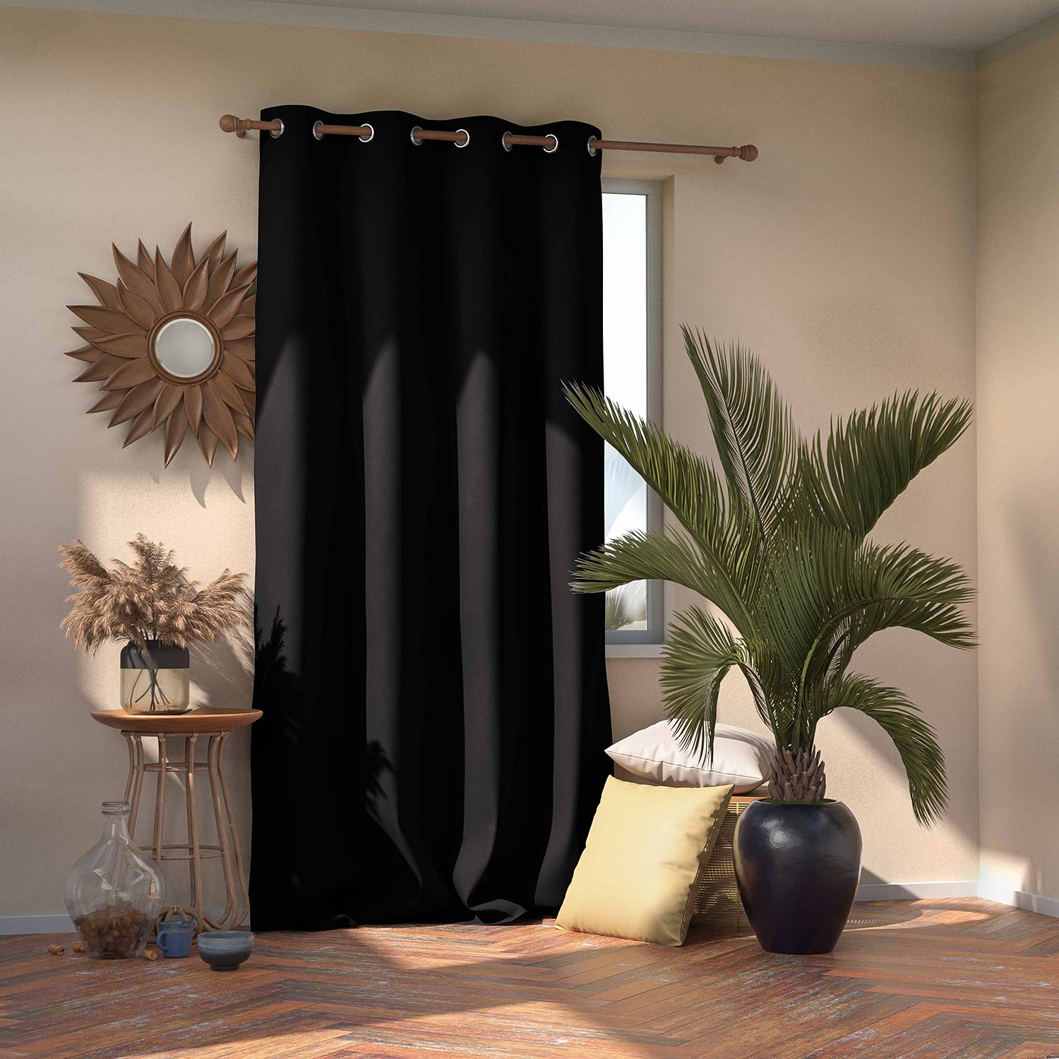 Ösenvorhang Blackout I Polyester Schwarz 140 x 270 cm