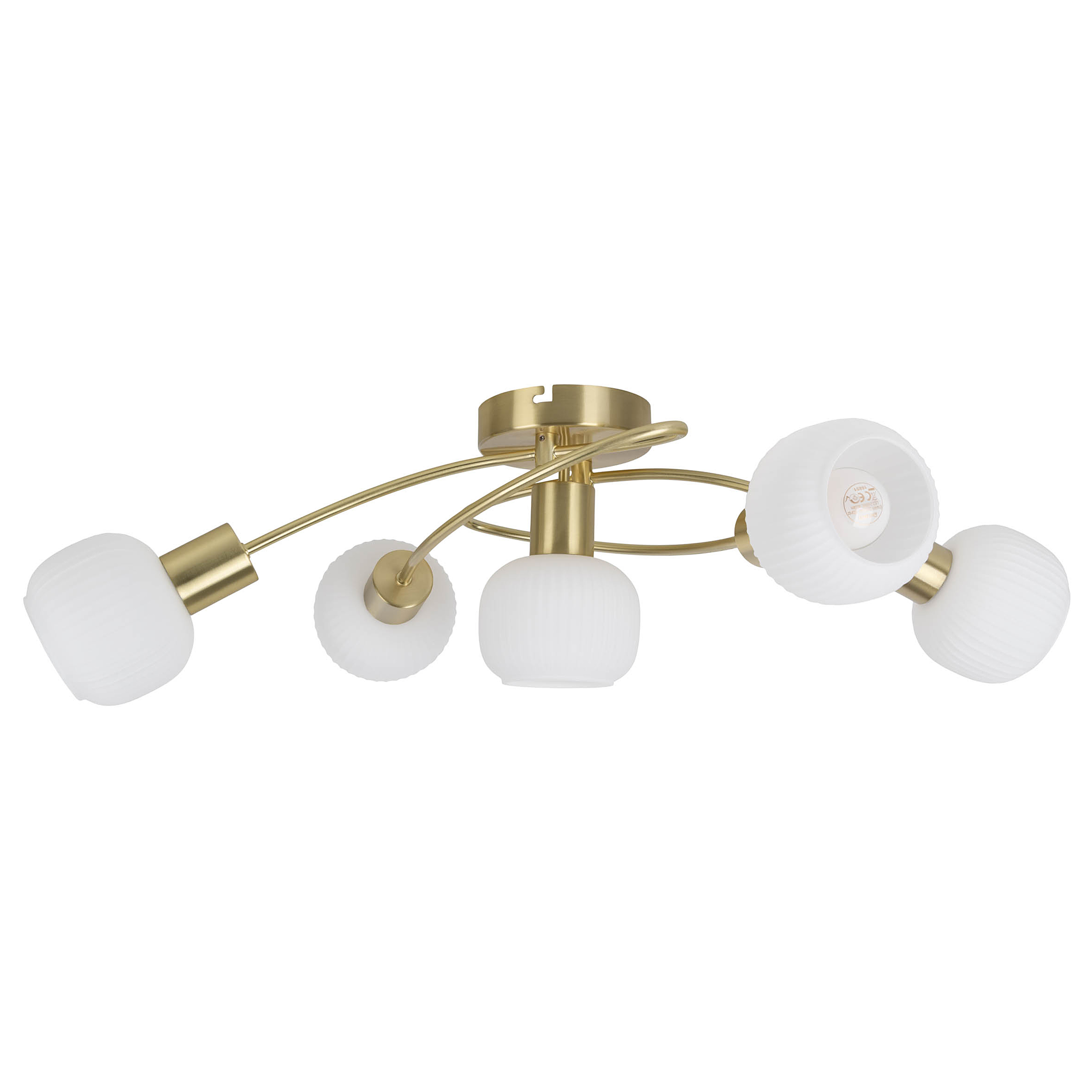 Ceiling light Learta Type B 5-light iron opal glass brass