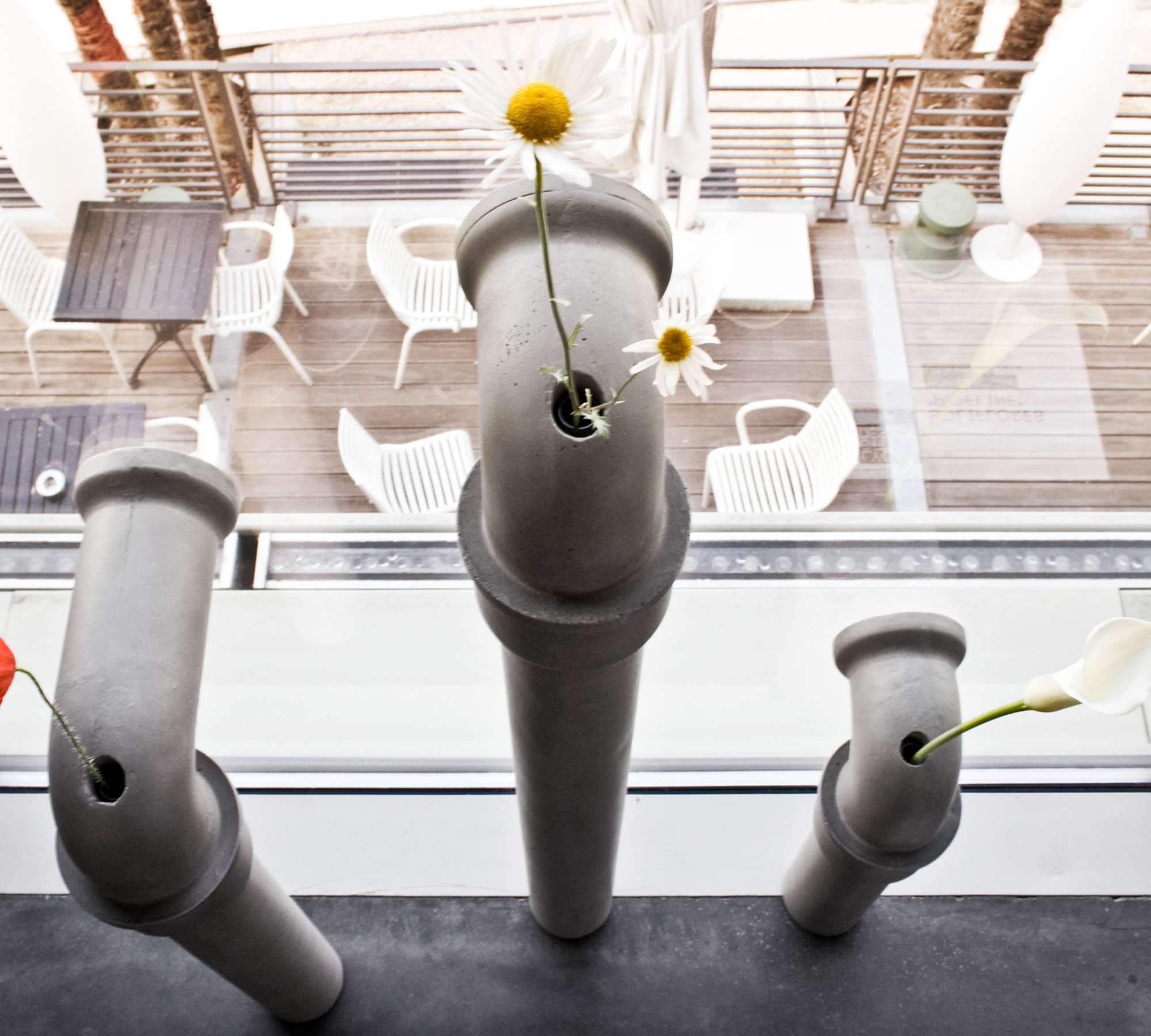 Pipeline 425 Vase Faserbeton Grau