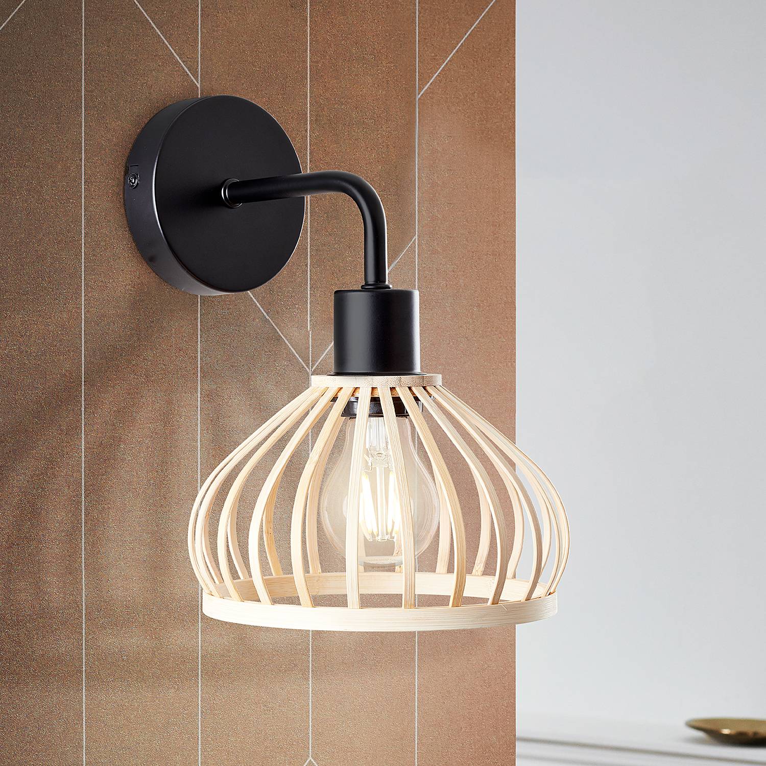 Norah Wall Lamp Bamboo Iron 1-light