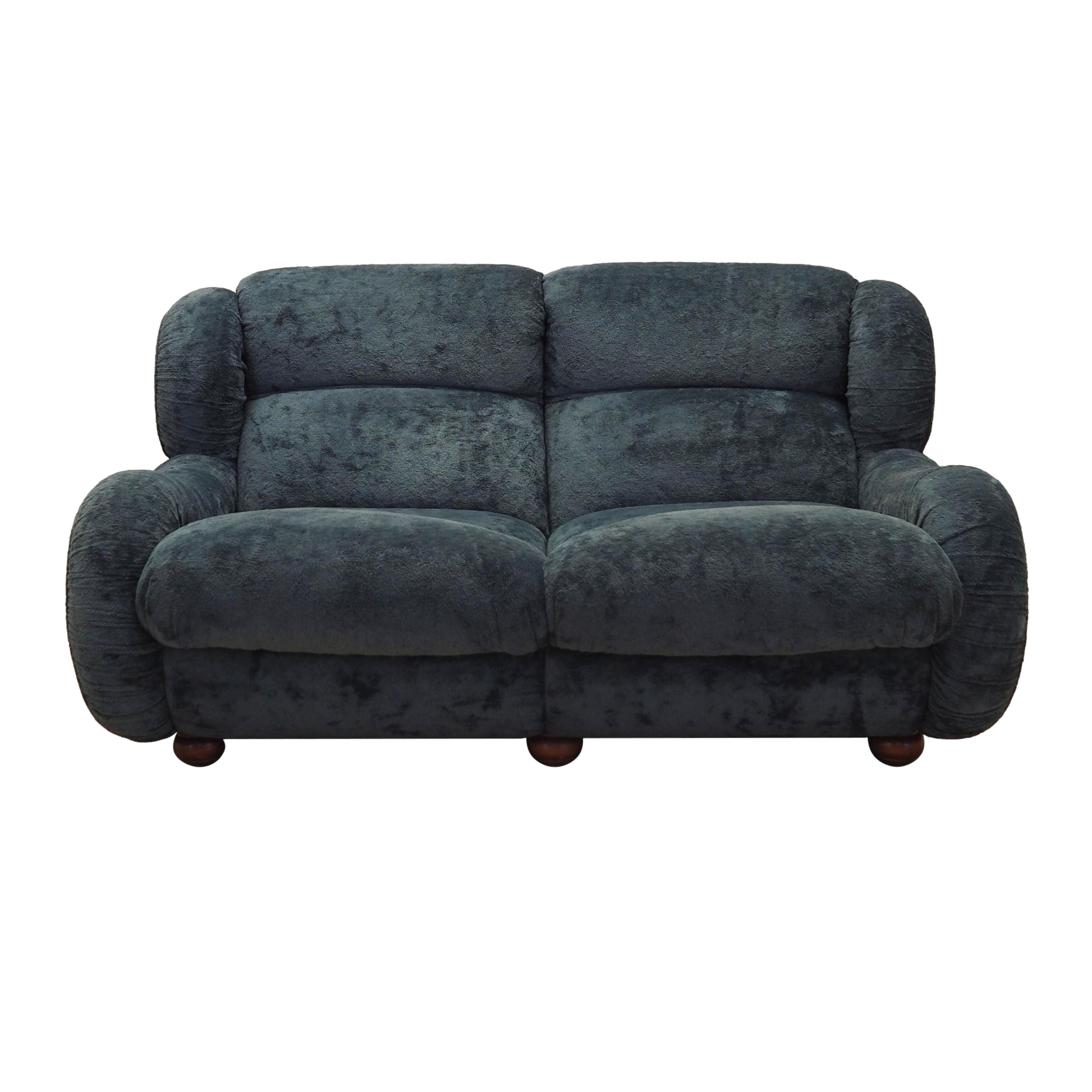 2-Sitzer Sofa Velours Blau 1970er Jahre