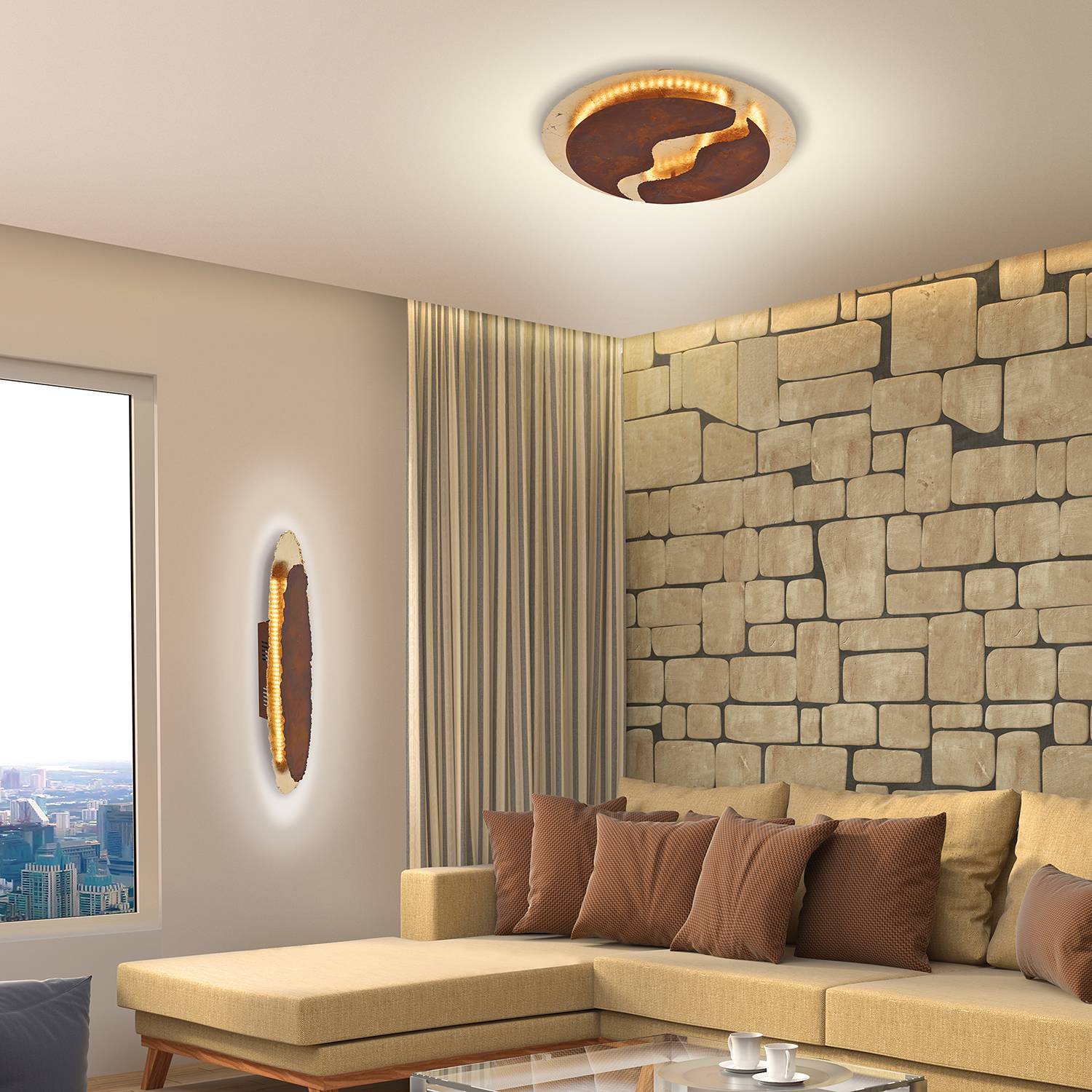 LED-Deckenleuchte Nevis Lava I Stahl