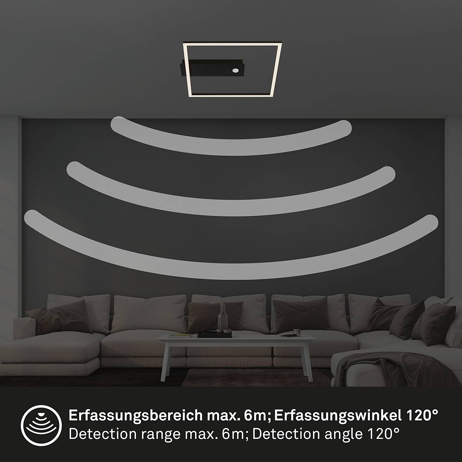 1-Flammig LED-Deckenleuchte Figa Sensor Aluminium Schwarz