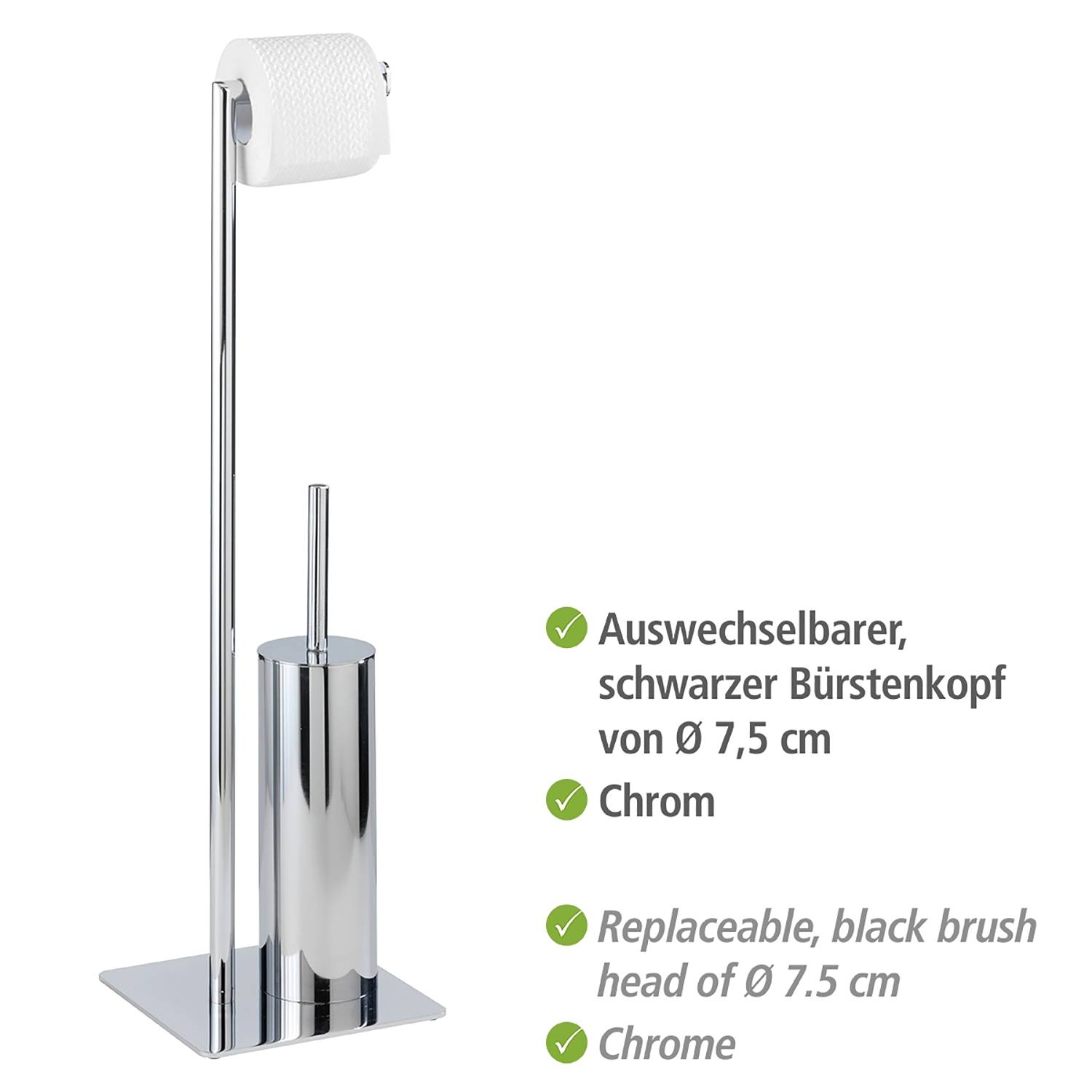 Recco Free-standing Toilet Brush Set Steel Chrome
