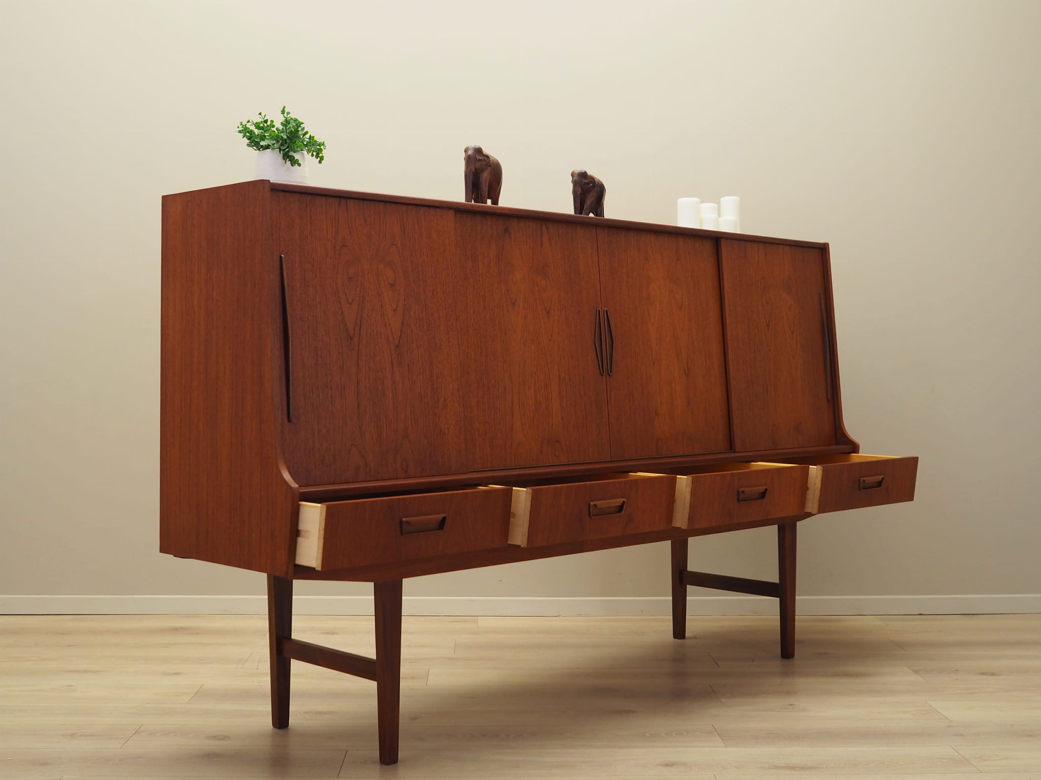 Highboard Teak Wood Brown 1960s