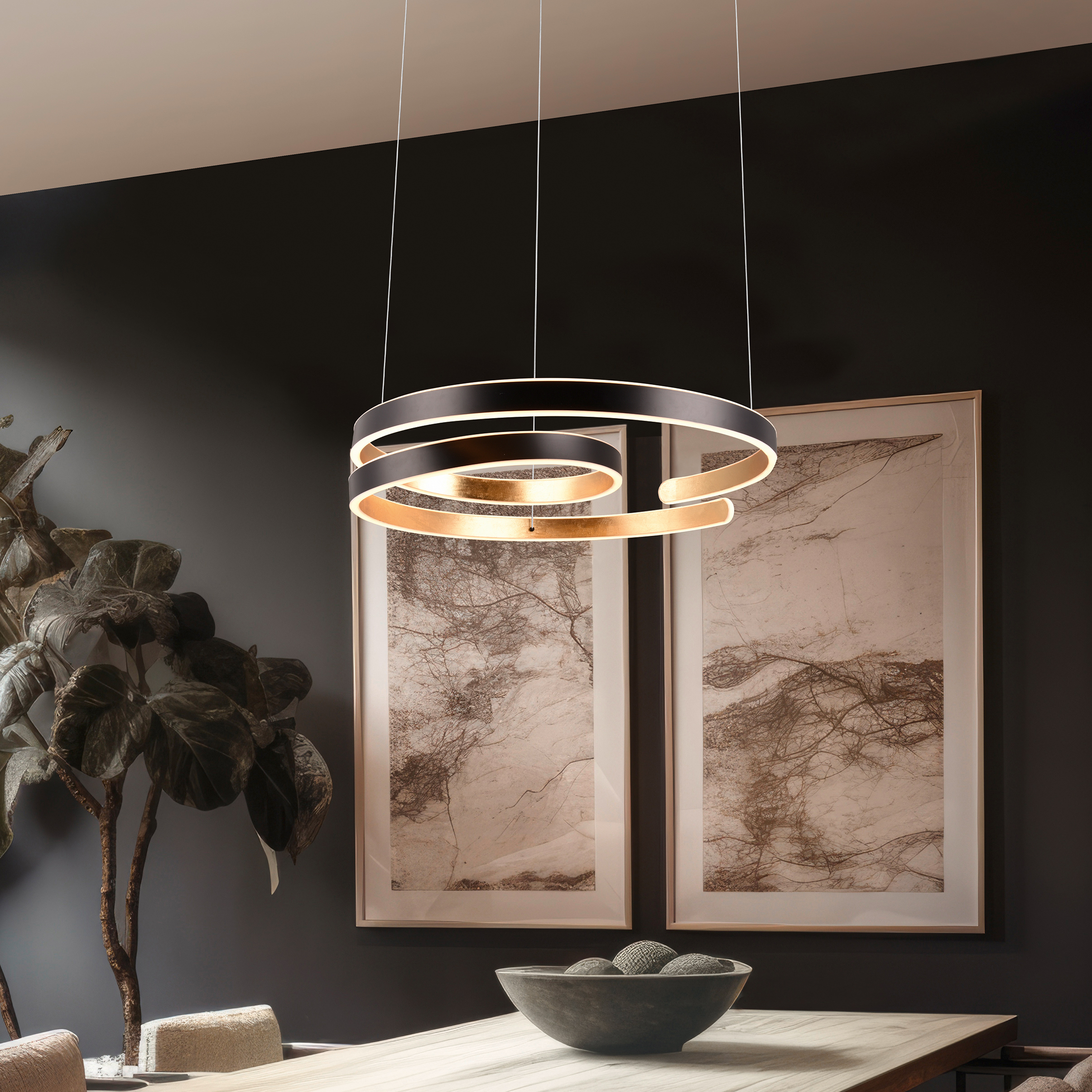 Pendant lamp Marnie Iron Black Gold