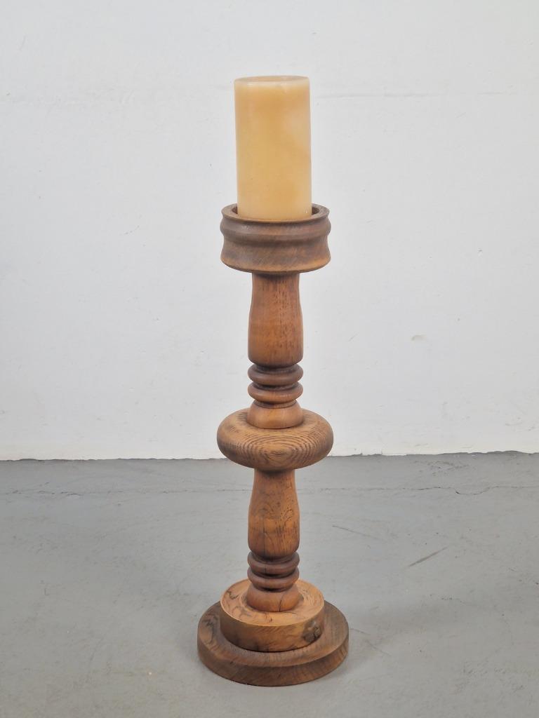 Vintage Kerzenständer Holz Braun 1970er Jahren
