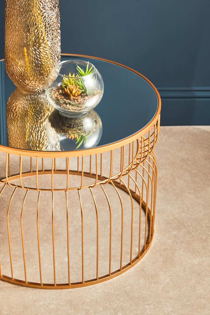 Avantis Gold Metalldrahtgestell Runder Beistelltisch
