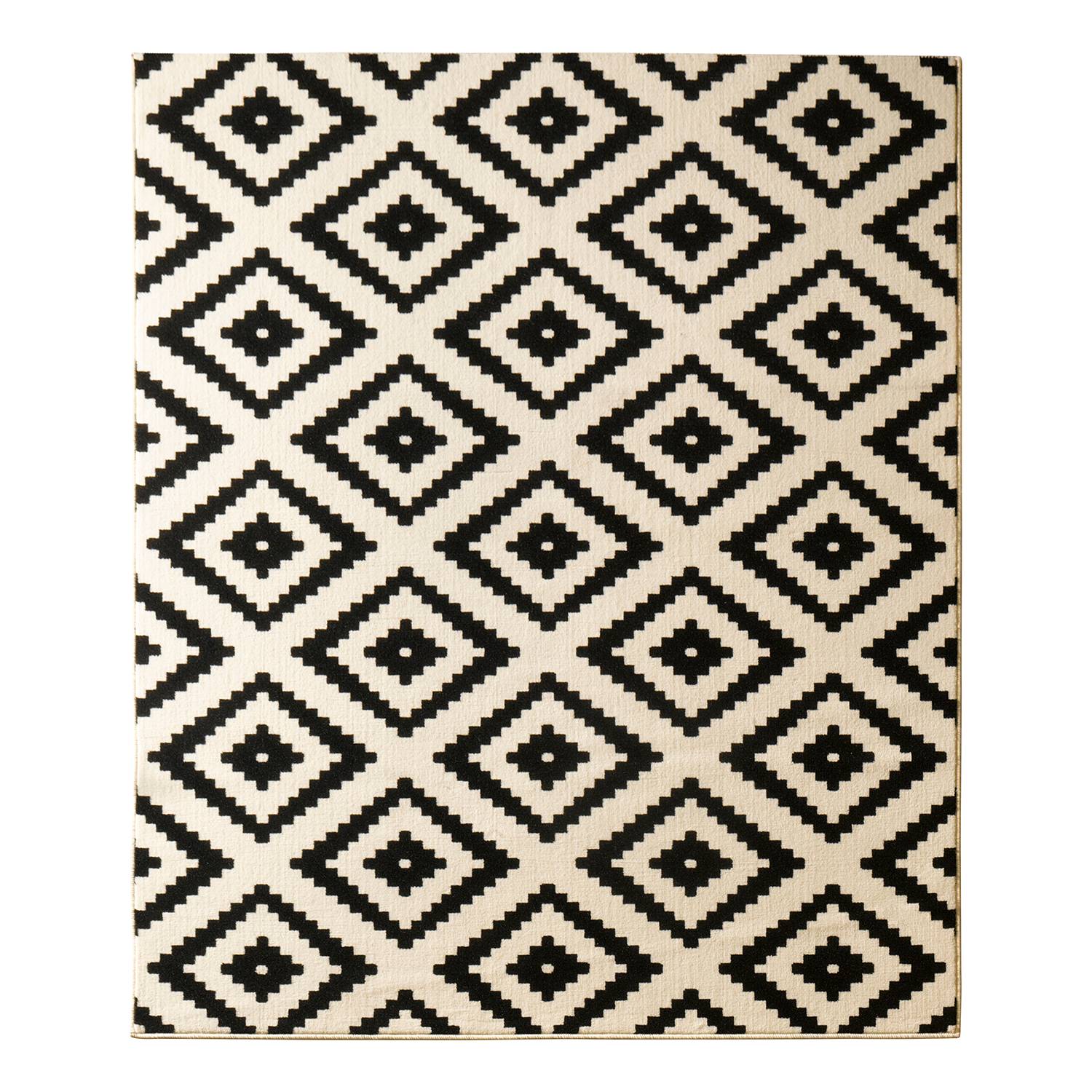 Carpet Diamond Polypropylene Black Beige 80 x 150 cm