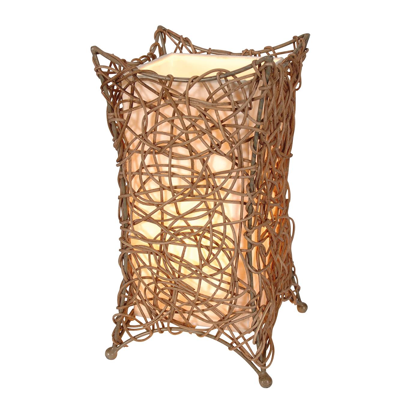 Korb-Tischleuchte Hurly-Burly Beige Geflecht
