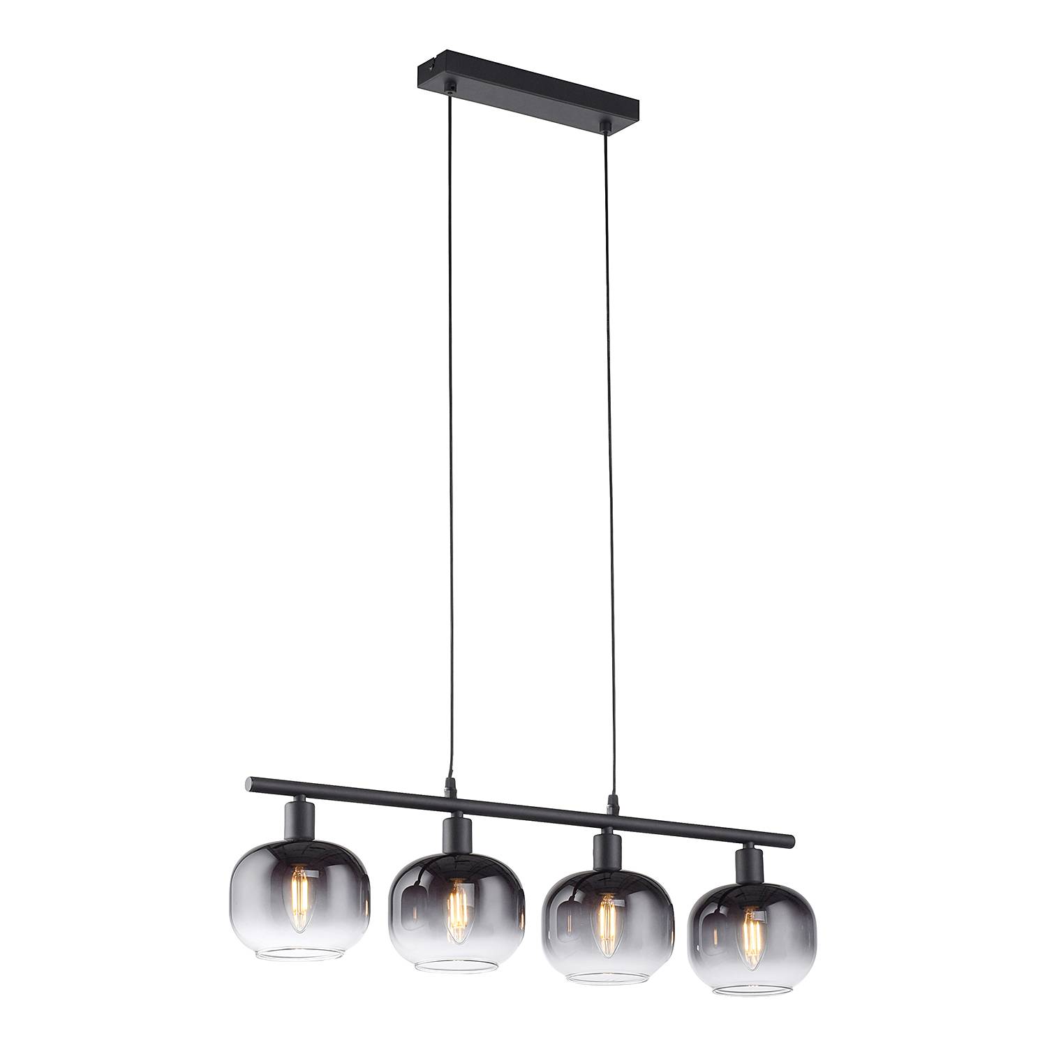 Zea Type B pendant lamp smoked glass iron 4-flame