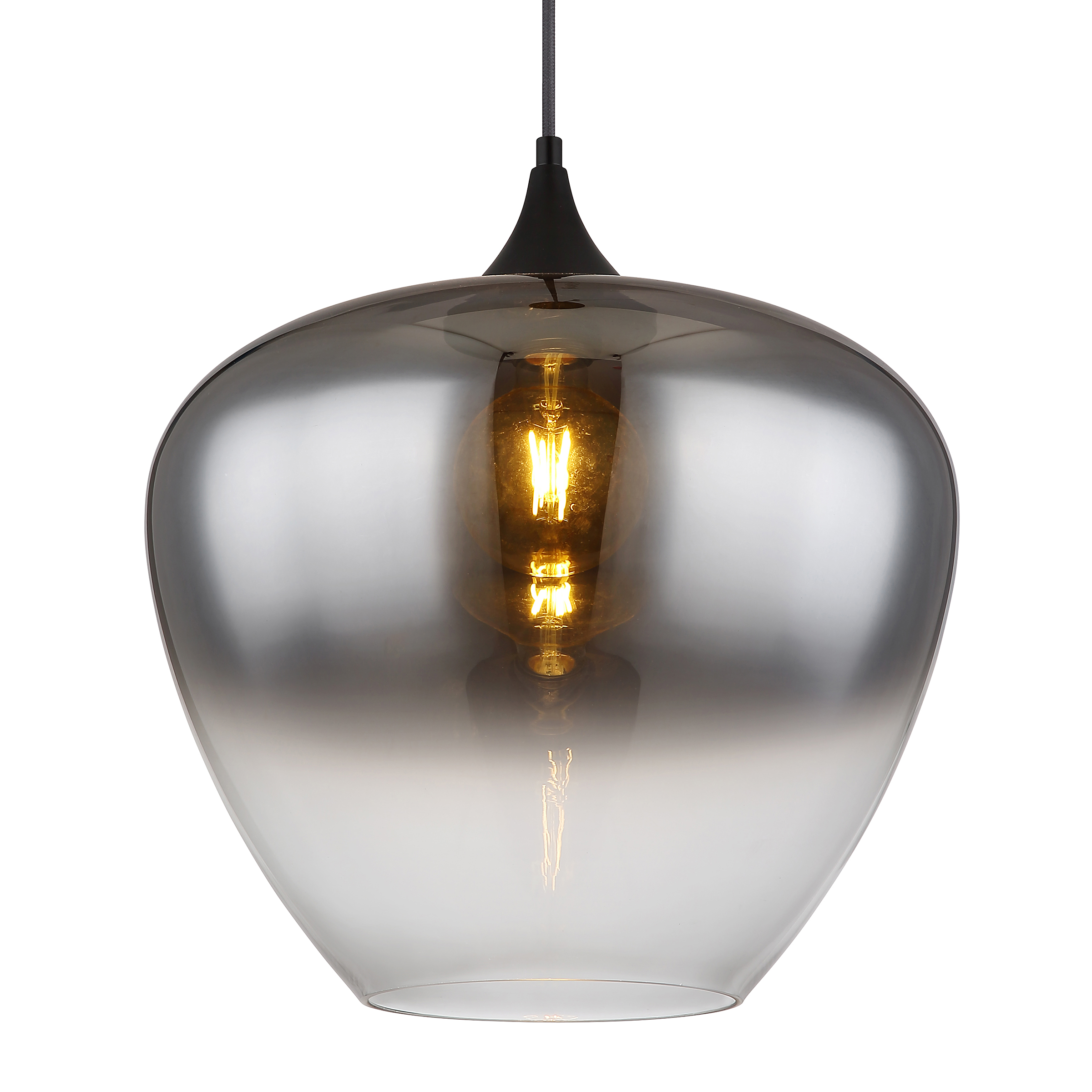 1-Light Maxy Type Pendant Light Smoked Glass Iron