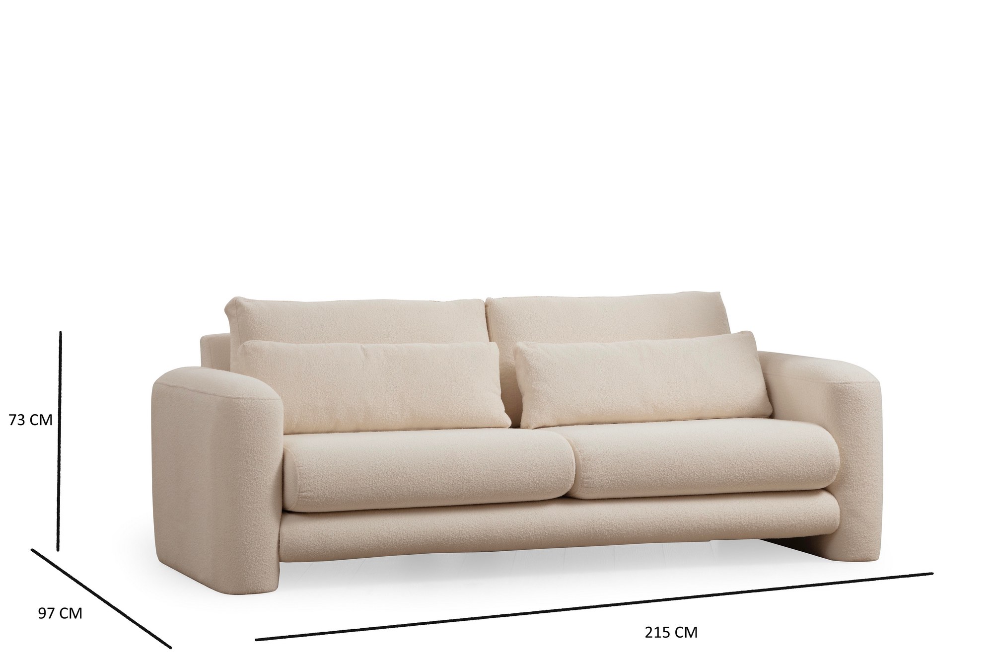 Lily 3-seater sofa Cream