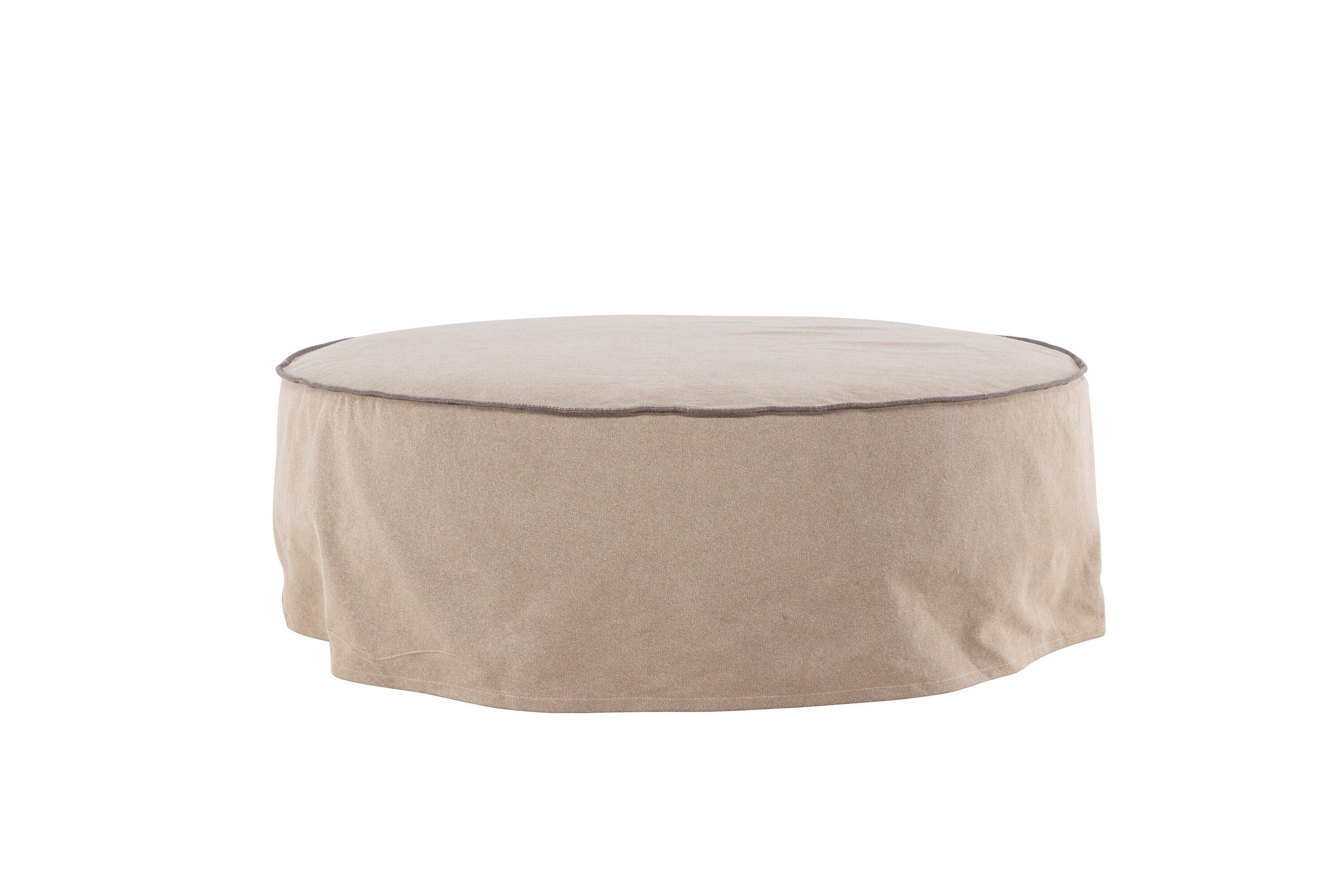 Vindö Ottoman Brown Linen ⌀101cm