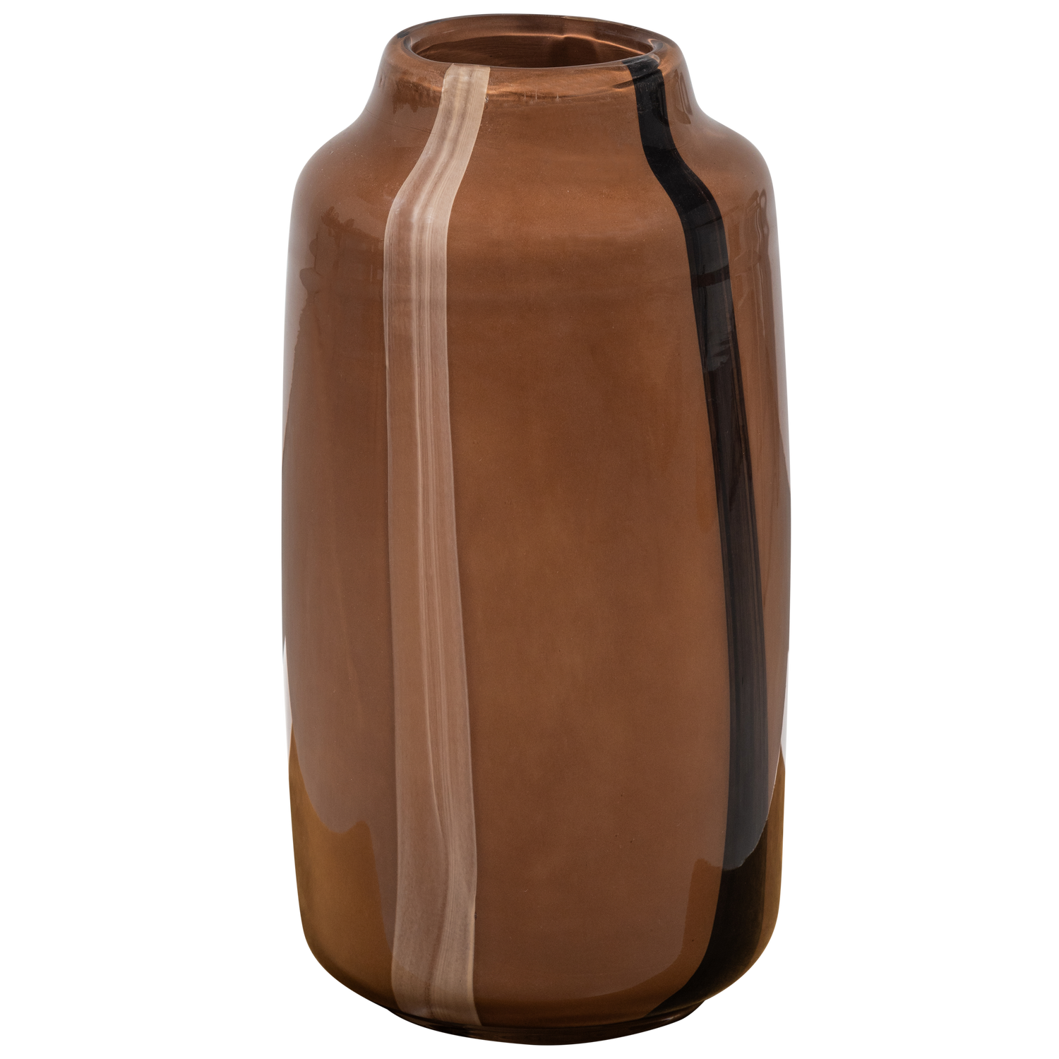 Selena Vase Glas Braun mit Streifen