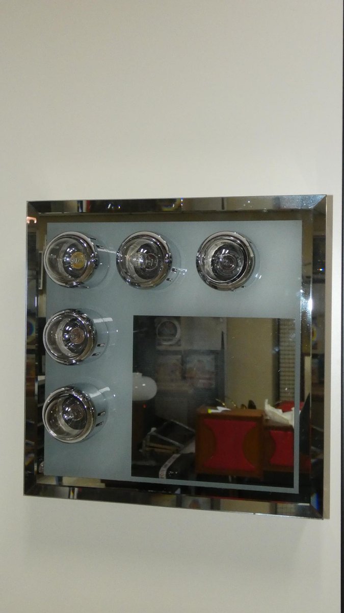 Wall lamp with mirror steel 1970s