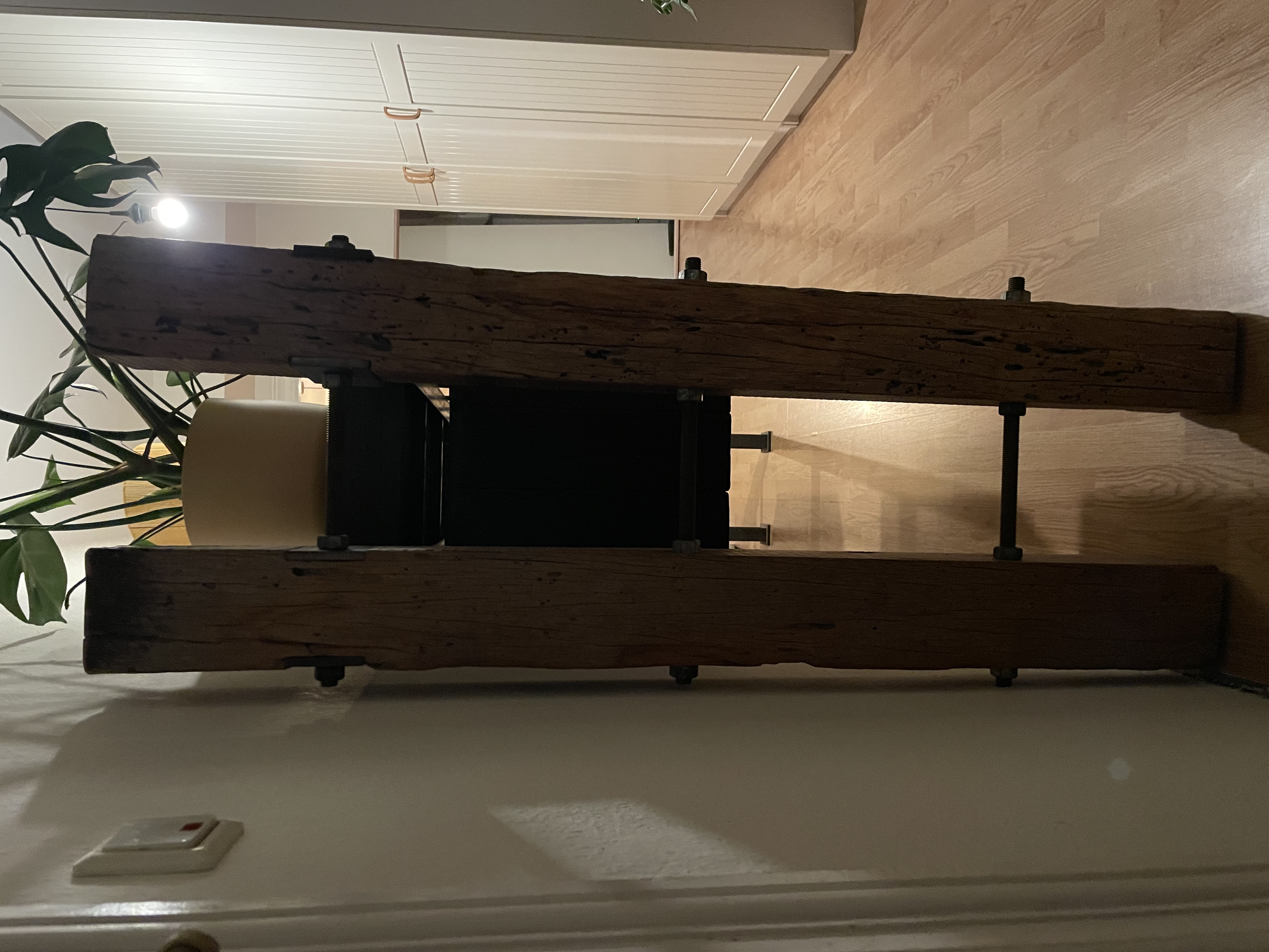 Galerie Sideboard Handgefertigt Holz Stahl Schwarz