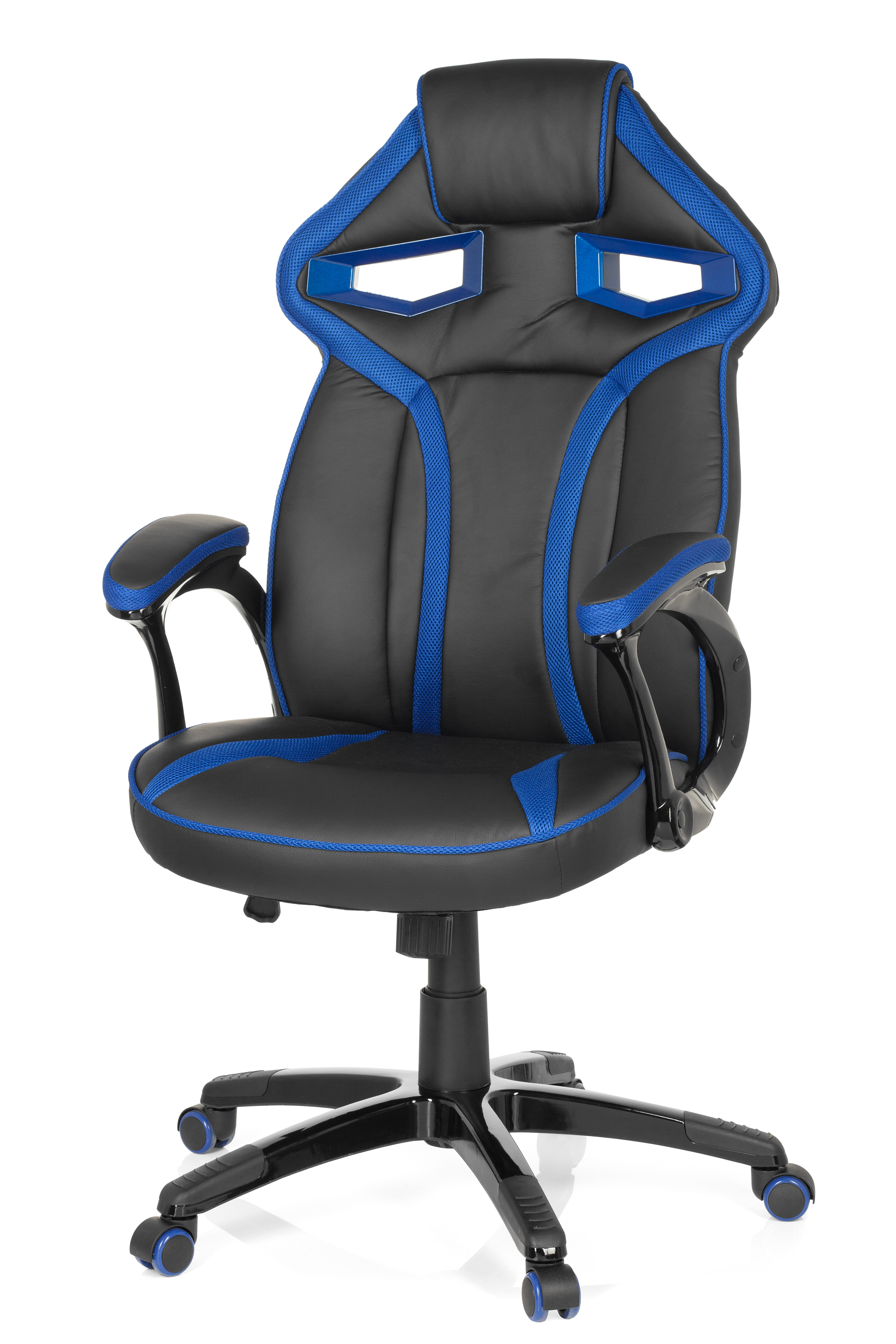 Gaming Bürostuhl Kunstleder Schwarz Blau