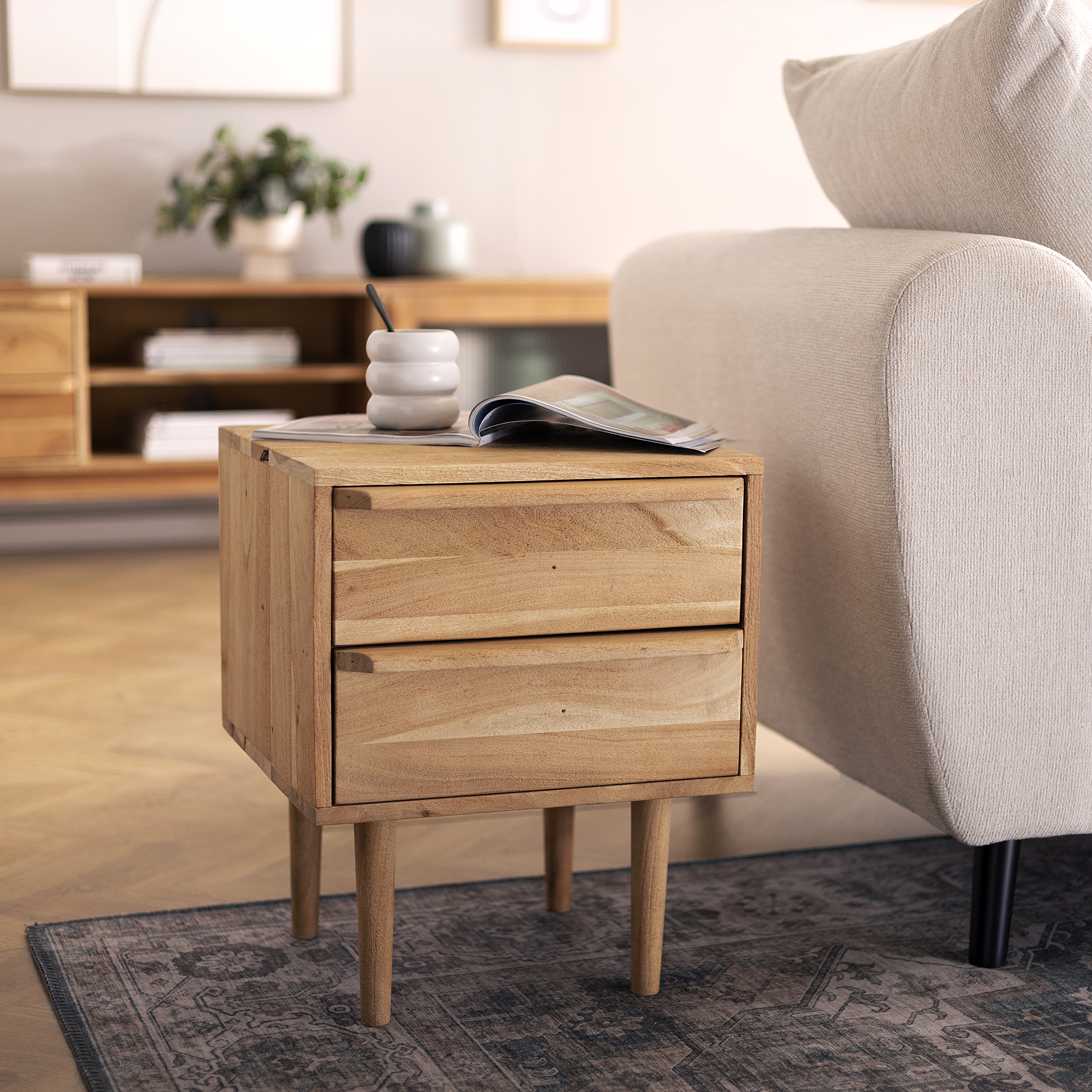 Nightstand RIBBY Solid Acacia