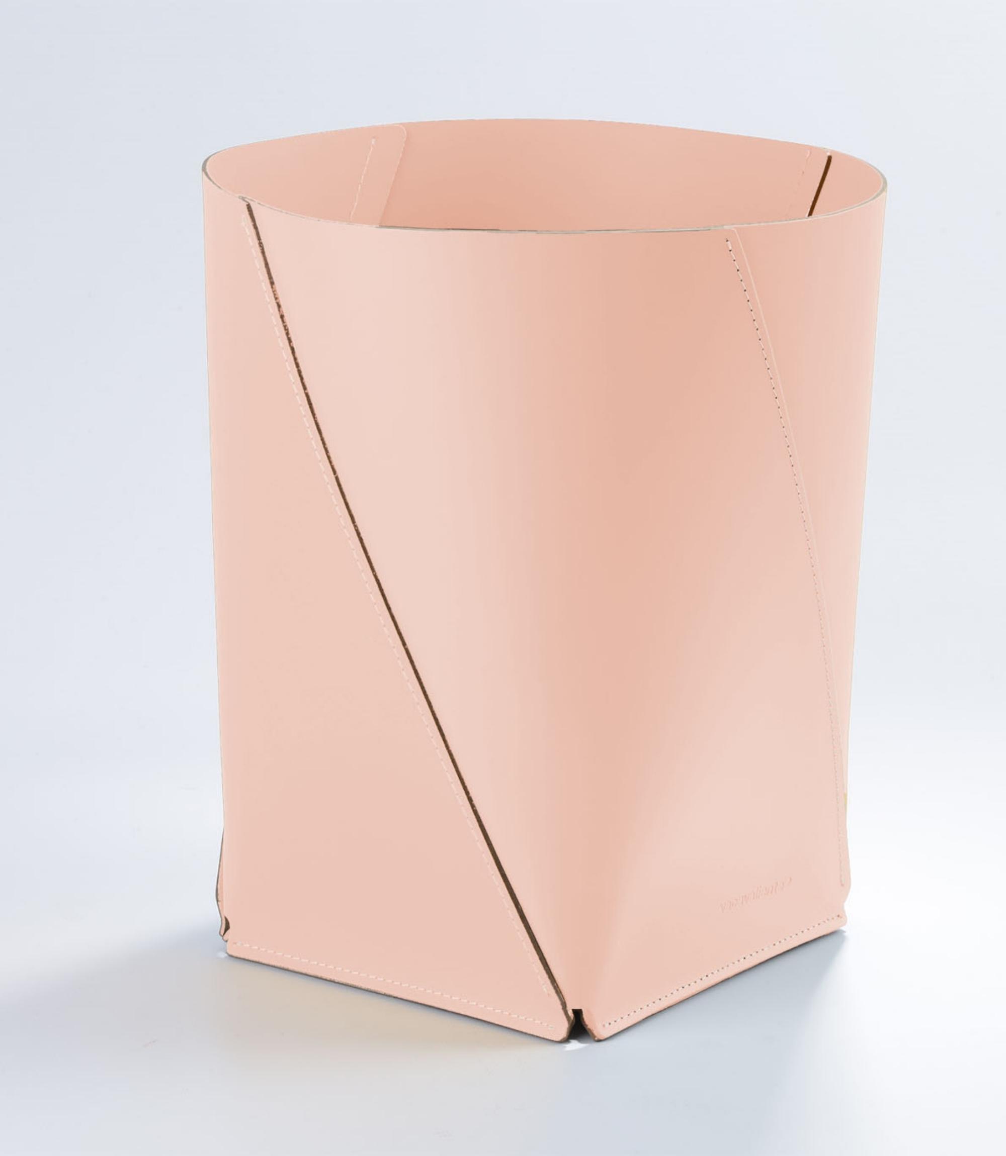 Papierkorb XL 100% Recyceltes Leder Pink