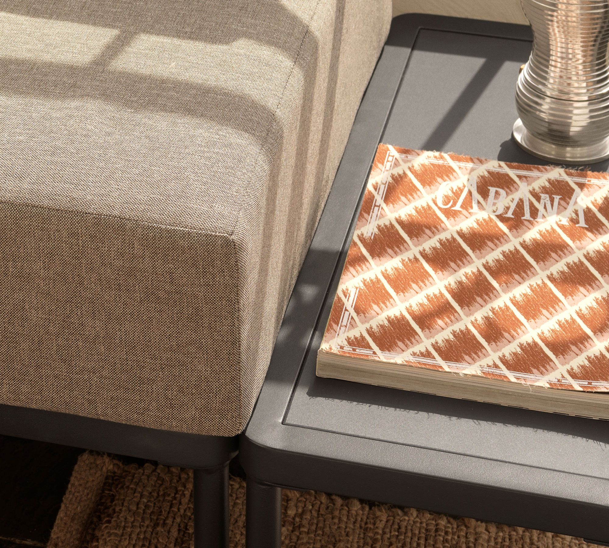 Hadley Outdoor Coffee Table Anthracite Grey Steel 30 x 70 cm