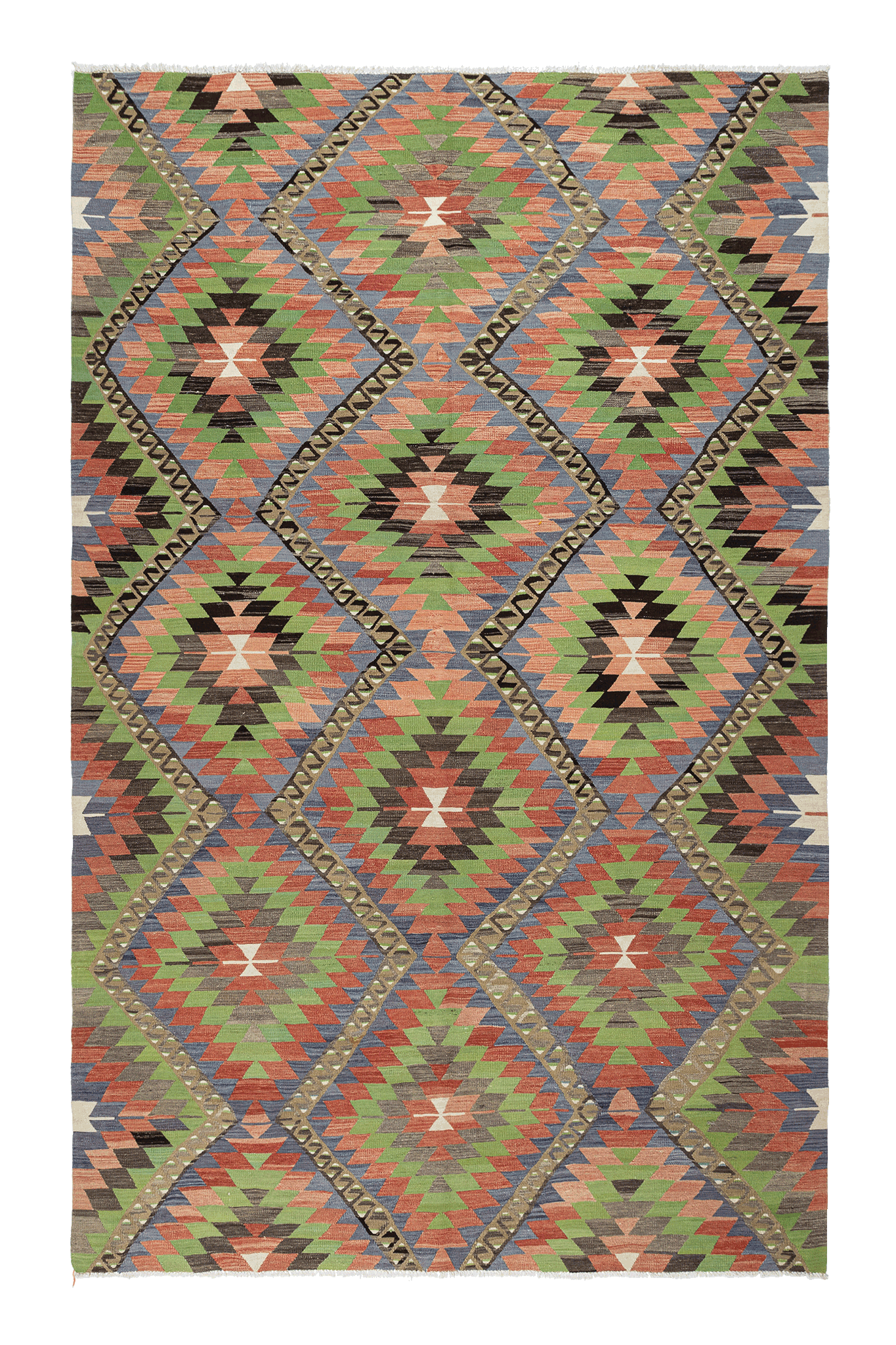 Vintage Kilim Teppich Wolle Mehrfarbig