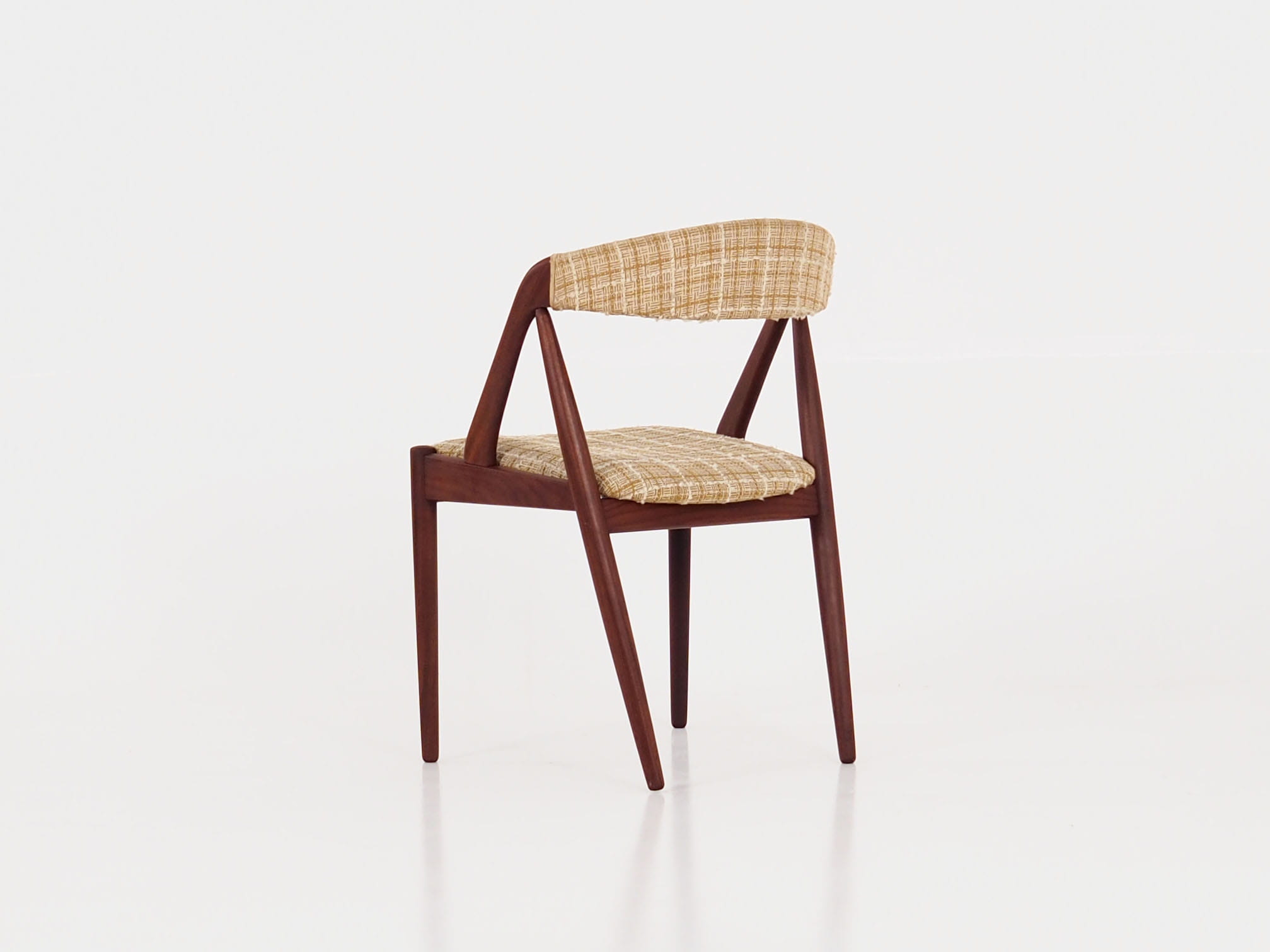 4x Vintage chair teak wood textile beige 1970s