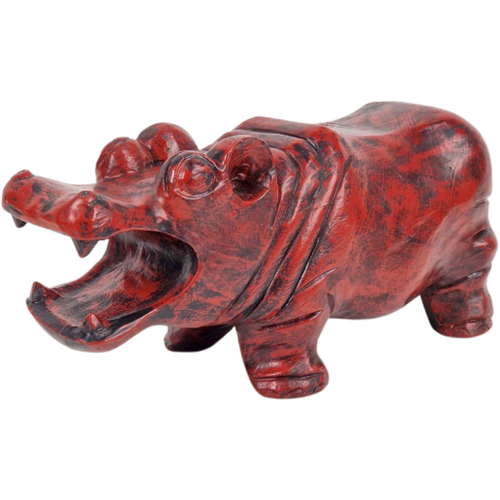 Vintage Holzfigur Nilpferd Rot 