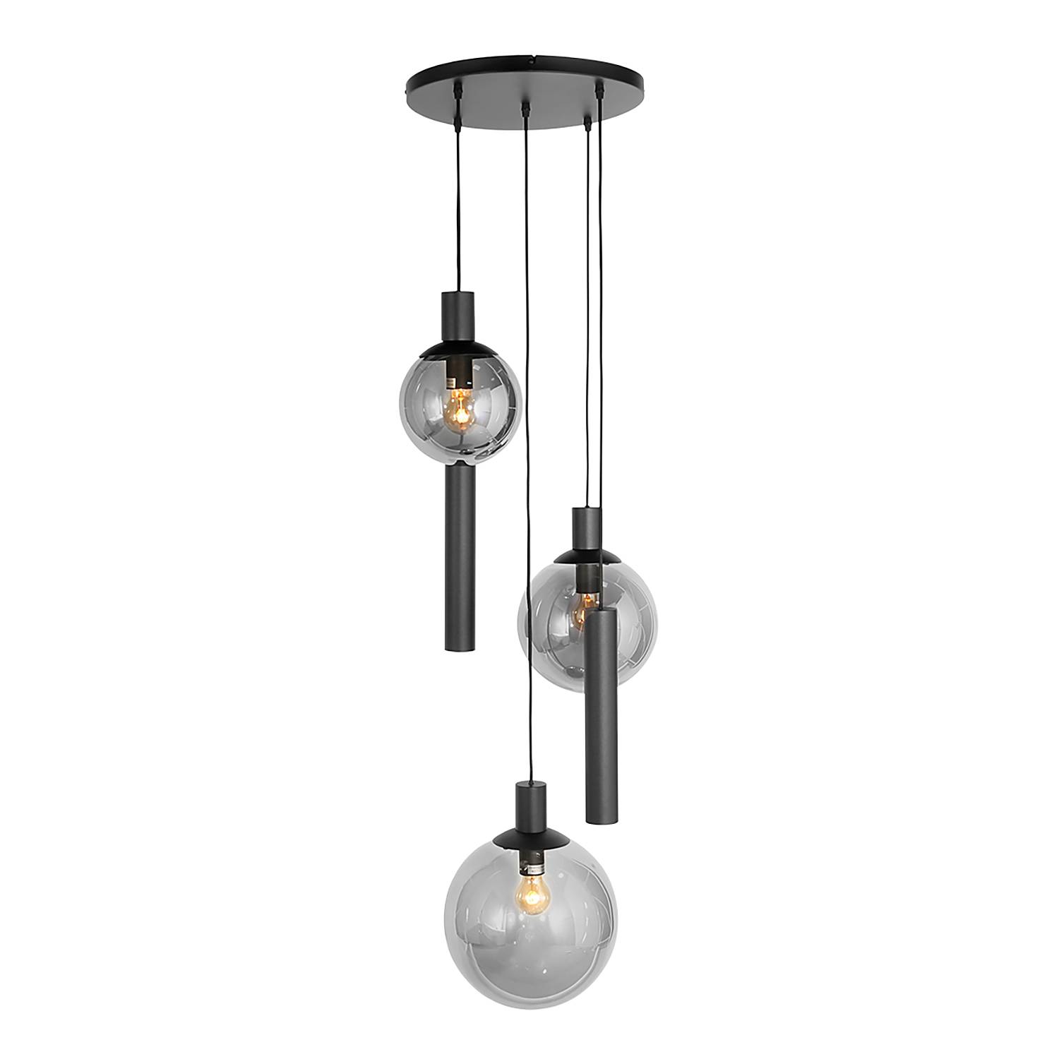 5-Flammig Pendelleuchte Bollique Aluminium Rauchglas