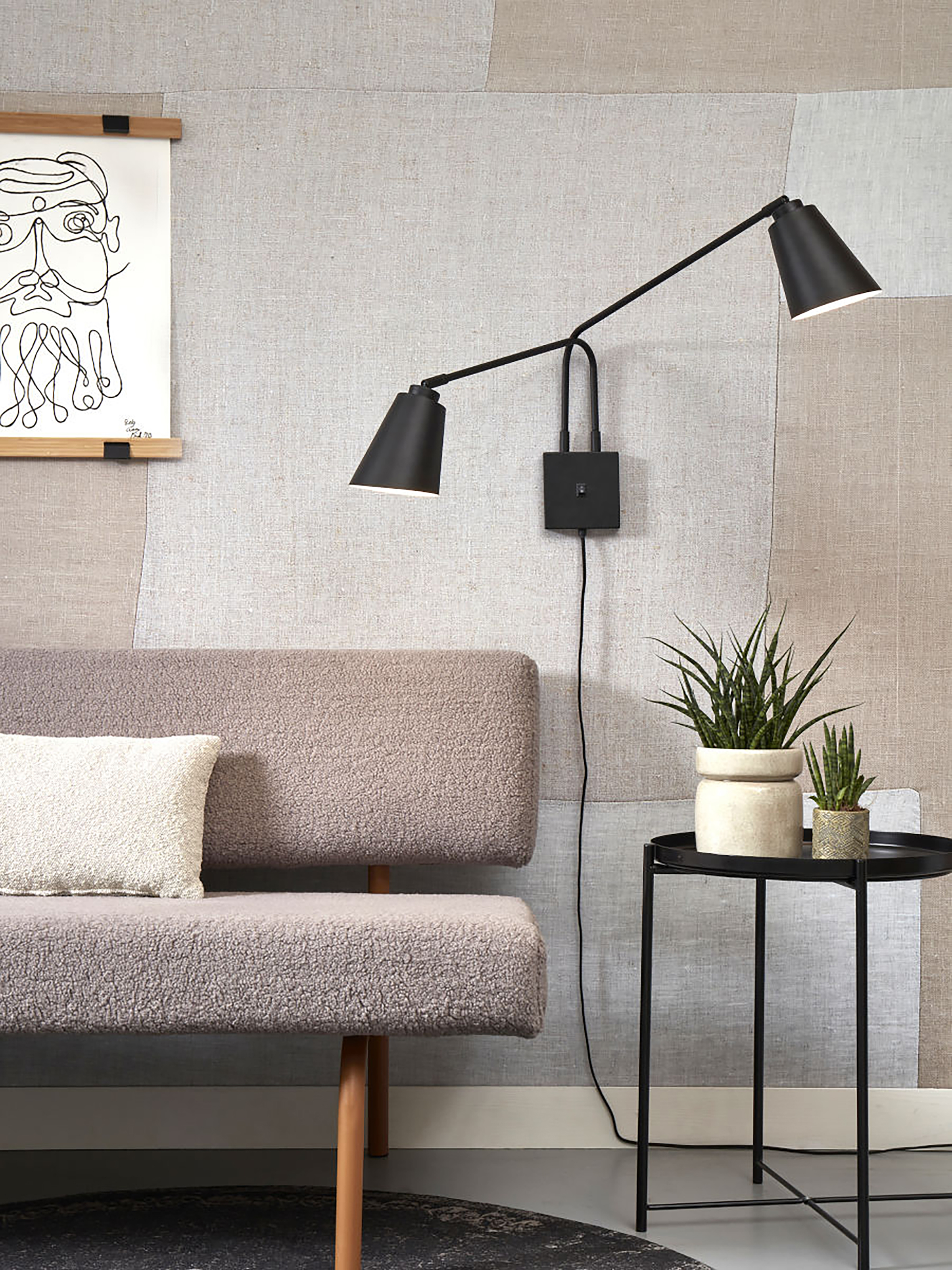 Wall lamp Bremen 2-Light Iron Black