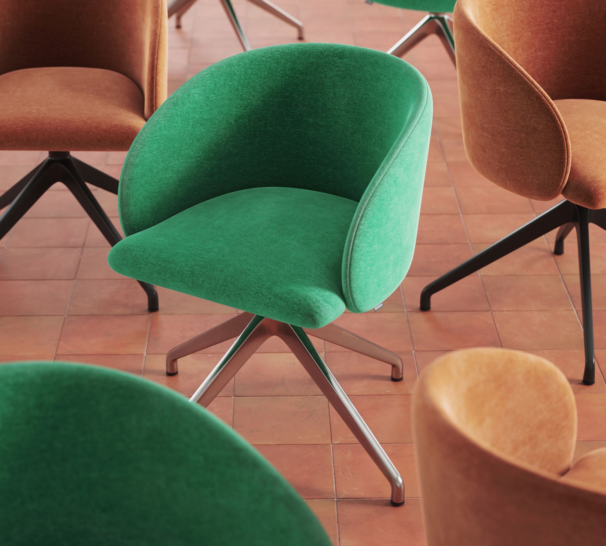 Pink dining chair Moss Grass Green