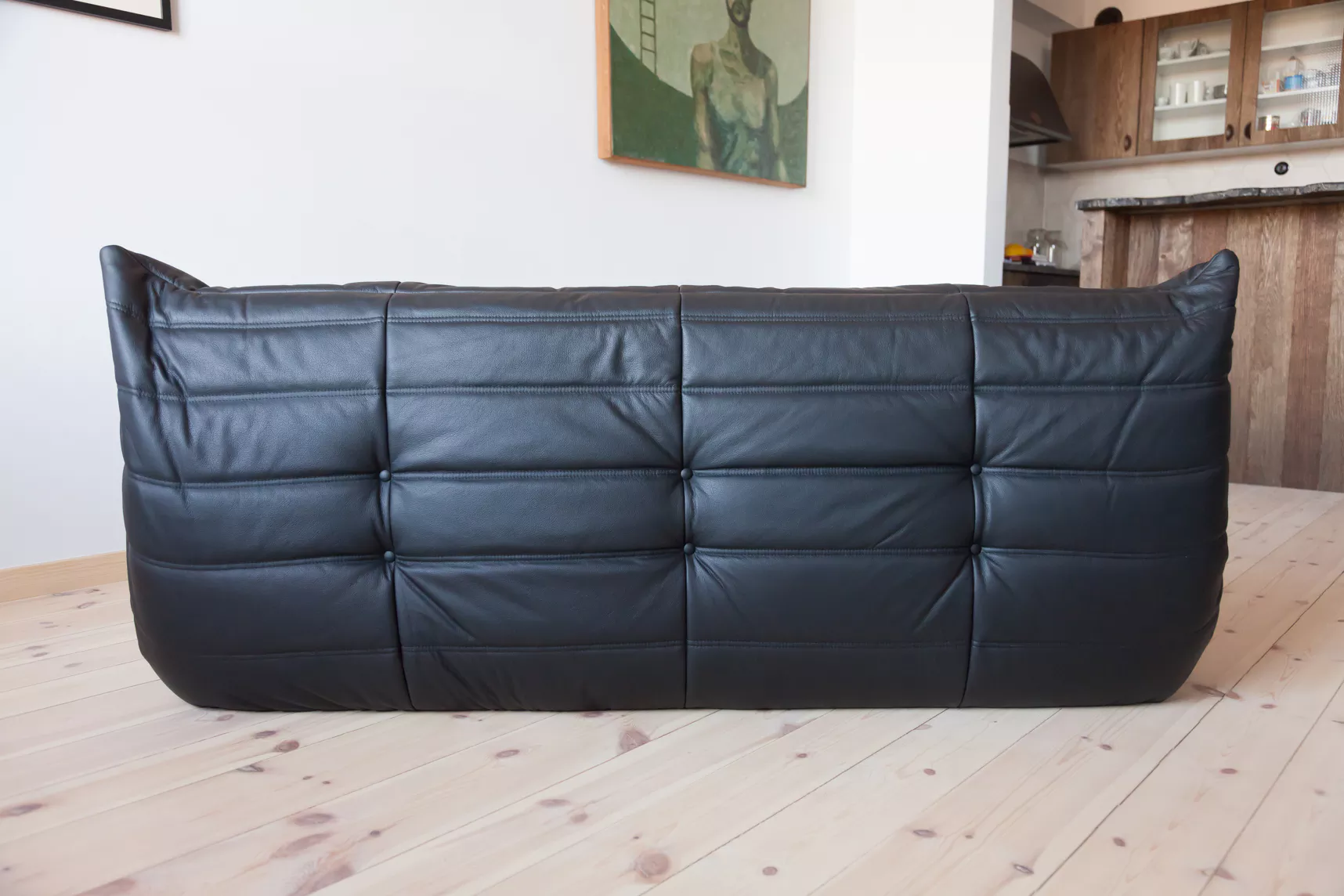 Togo Sofa 3-Sitzer Madras-Leder Schwarz