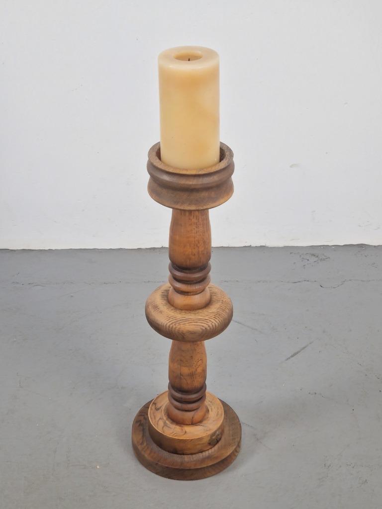 Vintage Kerzenständer Holz Braun 1970er Jahren