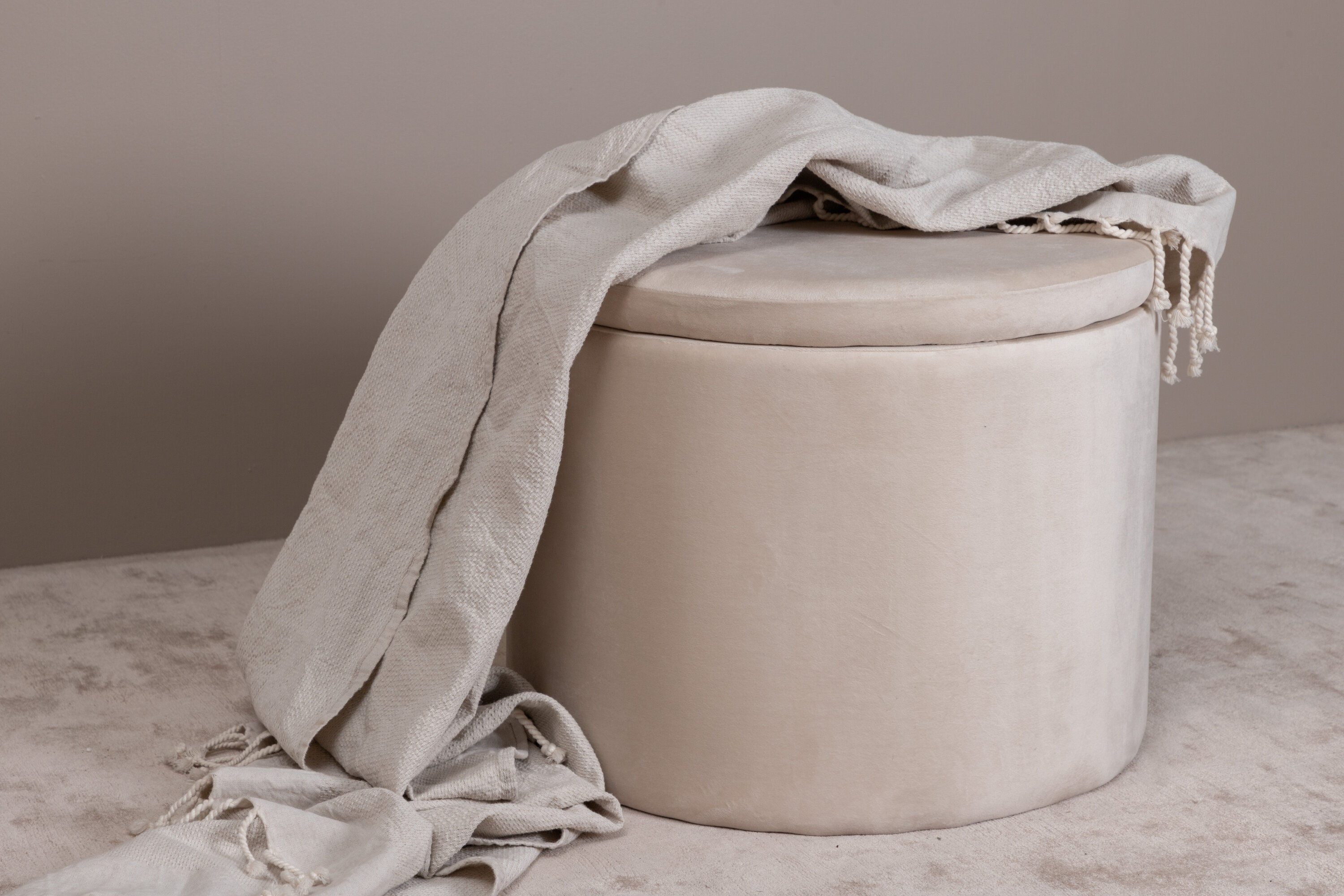 Dunken Pouf Samt Beige 