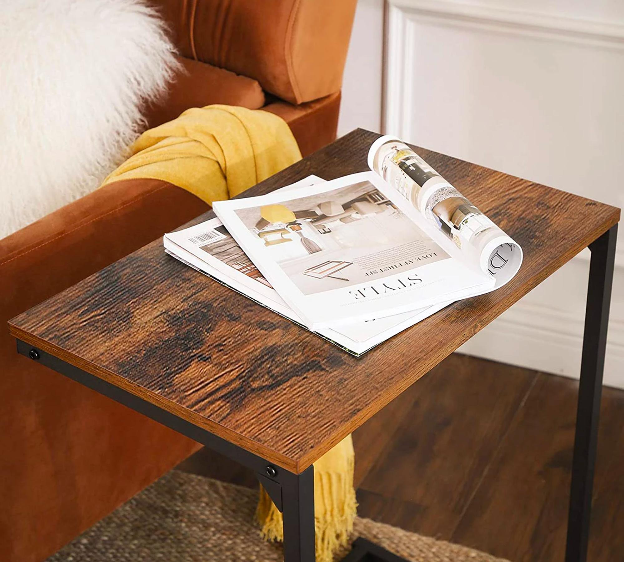 Side table metal brown black