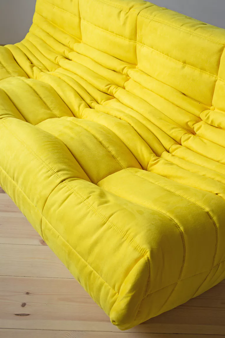 Togo Sofa 3-Sitzer Textil Zitronengelb