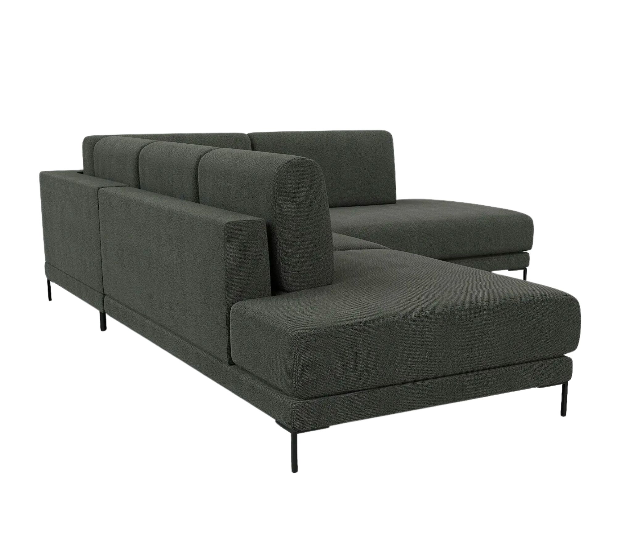 Tyme Sofa 3-Sitzer Récamiere Rechts Strukturgewebe Anthrazit