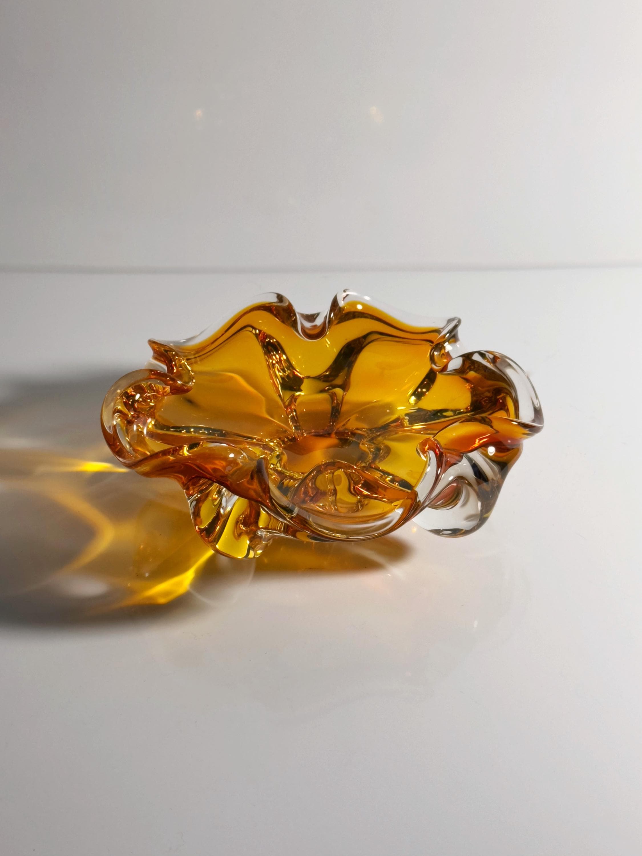 Vintage Schale Muranoglas Bernstein-Orange 70er Jahre