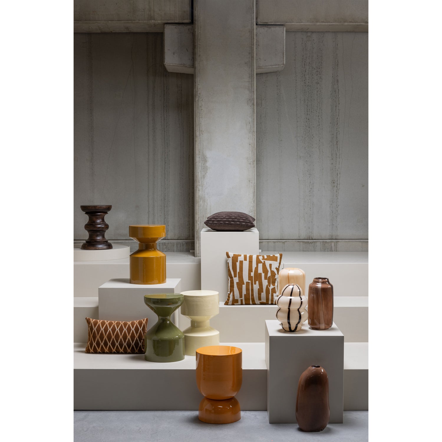 Selena Vase Glas Braun mit Streifen