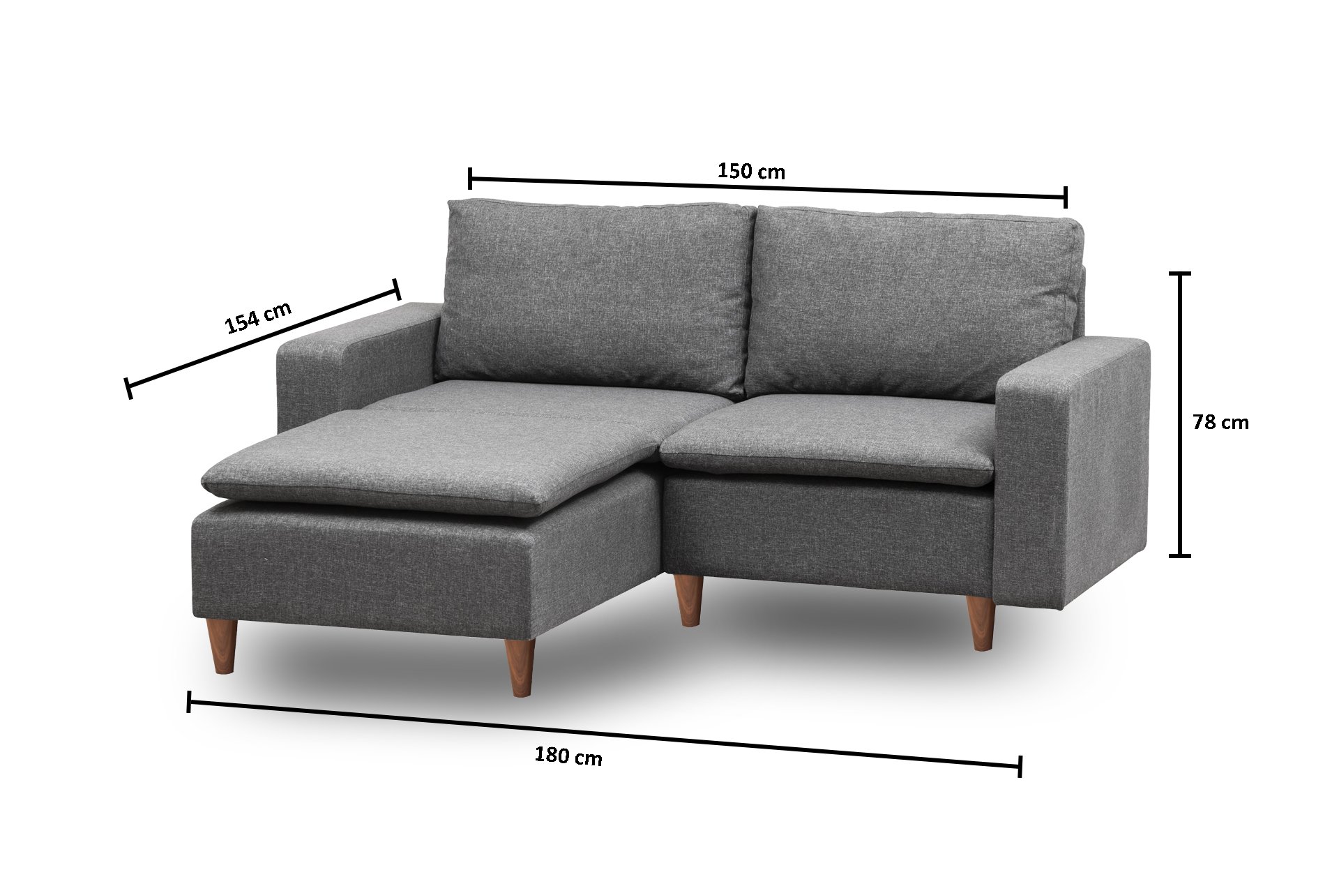 Lungo Mini Ecksofa Dunkelgrau