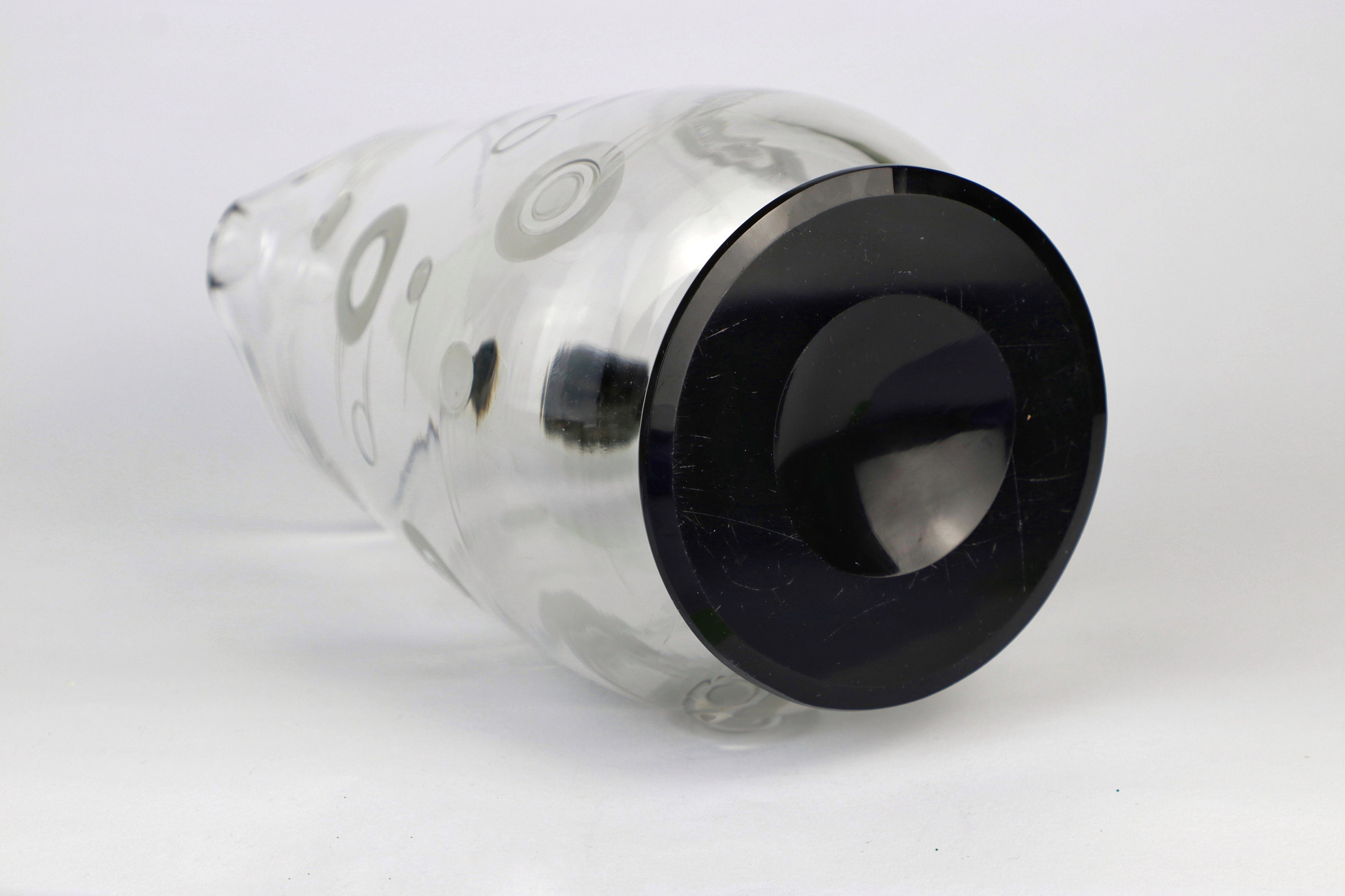 Art Deco Carafe France 1930s Black Glass