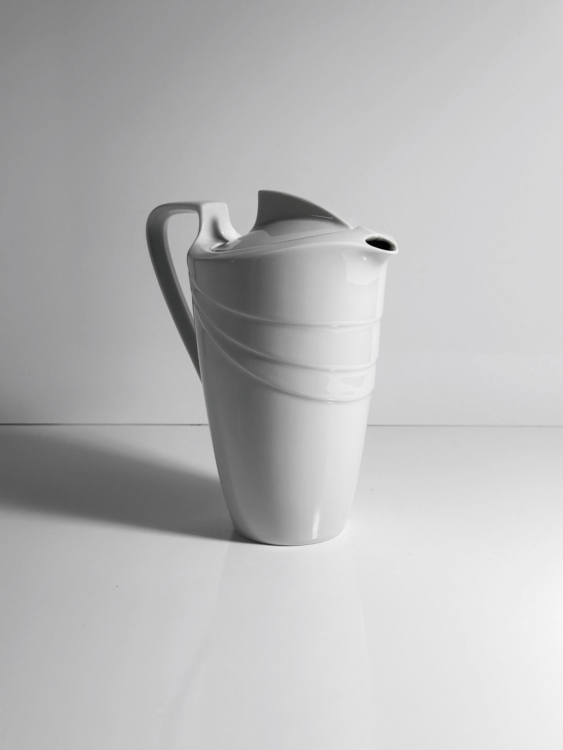 Vintage coffee pot ceramic white 1980s