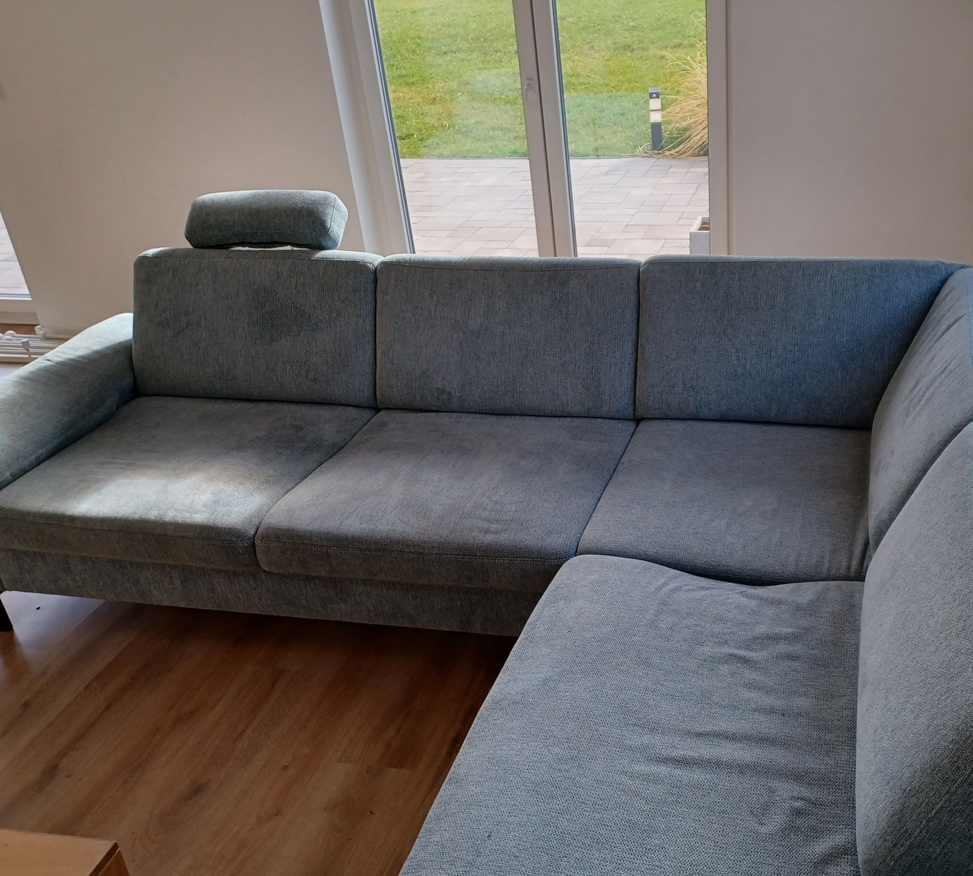 Sofa Récamiere Rechts Textil Metall Blau