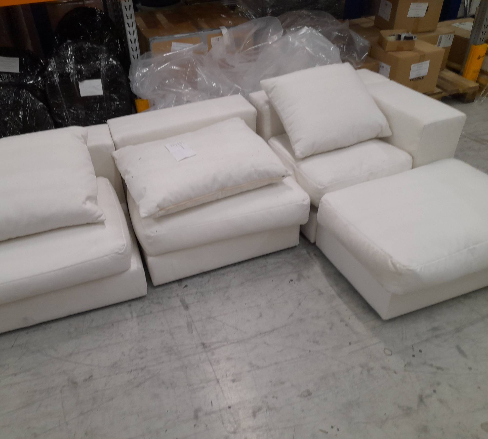 Flayr Ecksofa Webstoff Cremeweiß