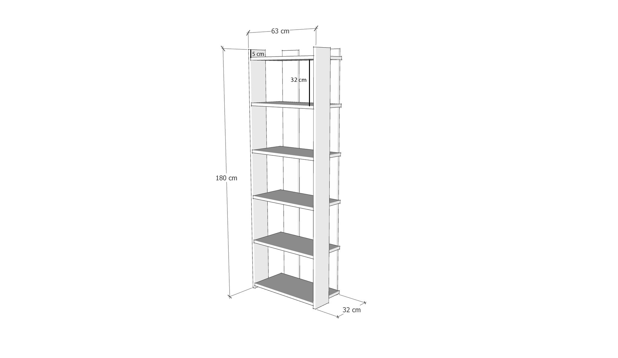 Sakran Bücherregal Holz Weiß Walnuss