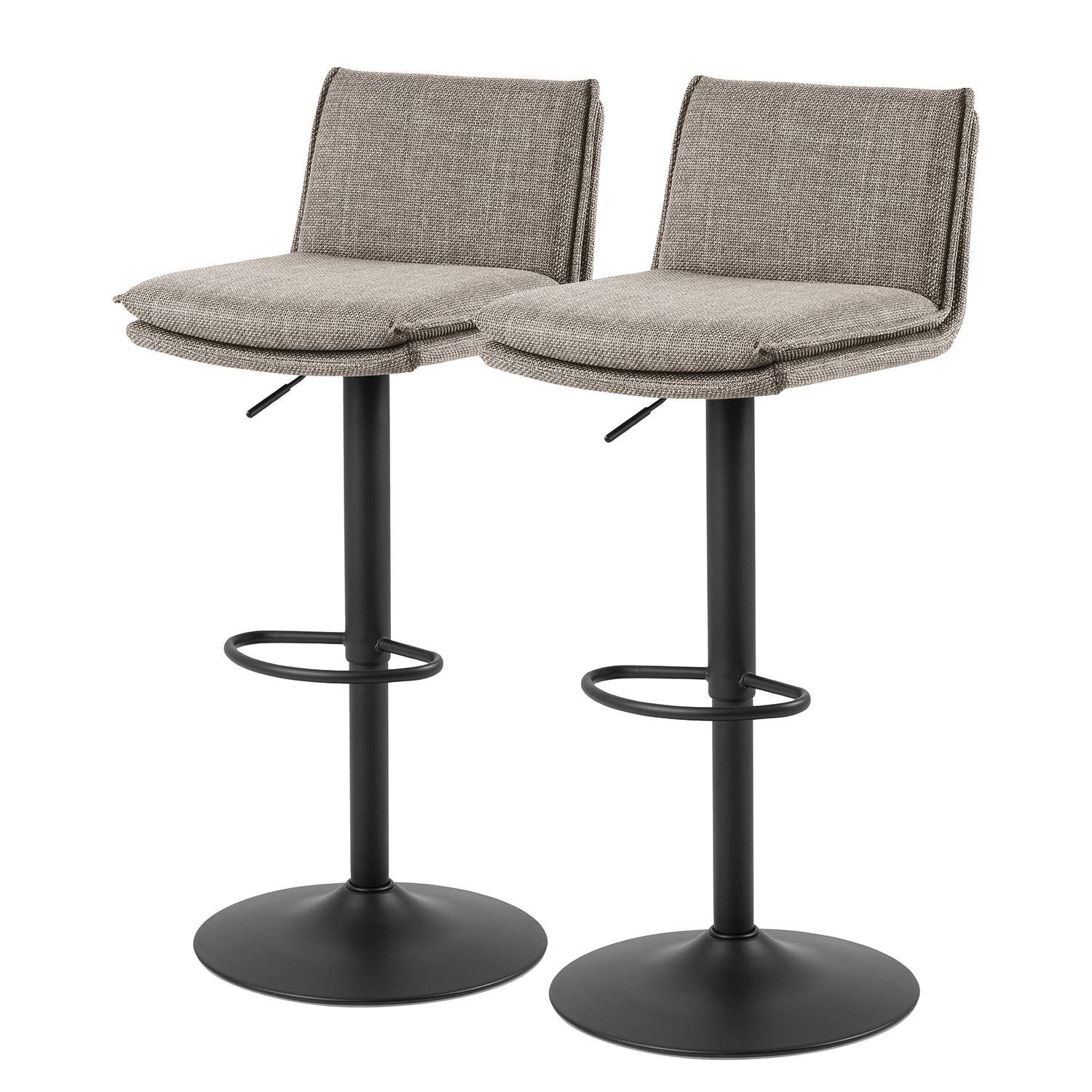 2x Barstuhl Tecaya Webstoff Eisen Graubraun Schwarz