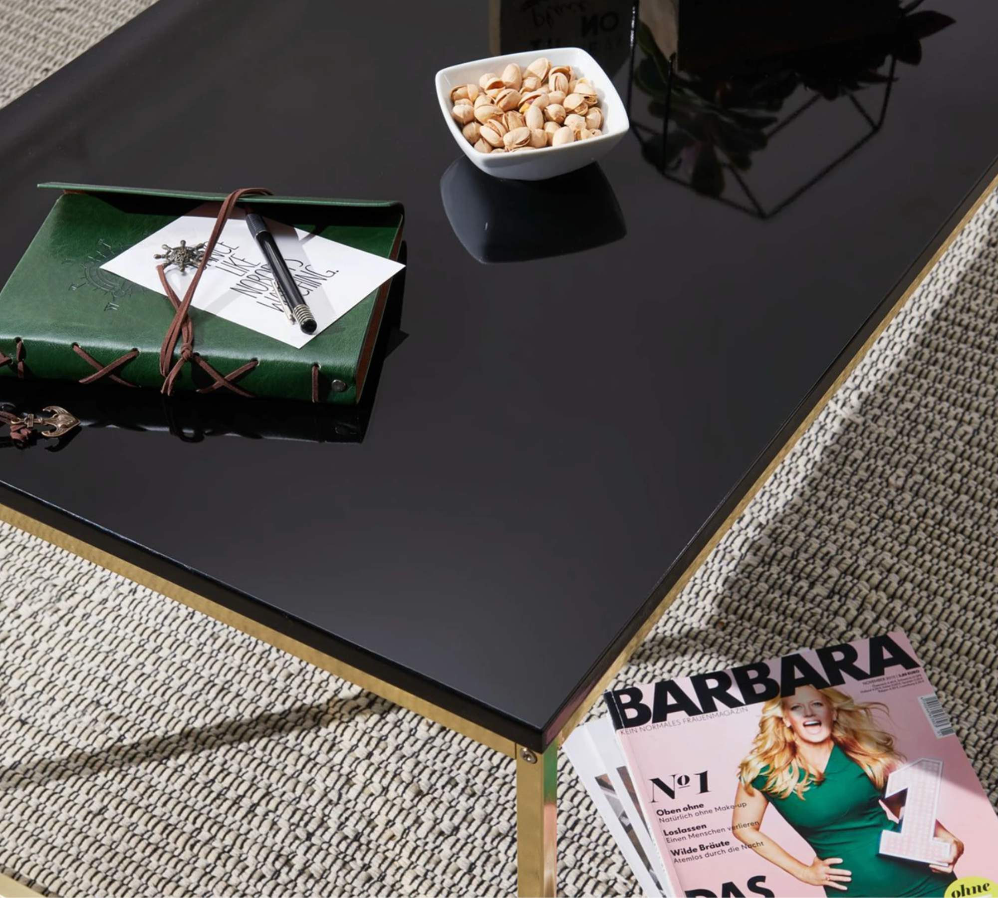Couchtisch Holz Metall Schwarz Gold
