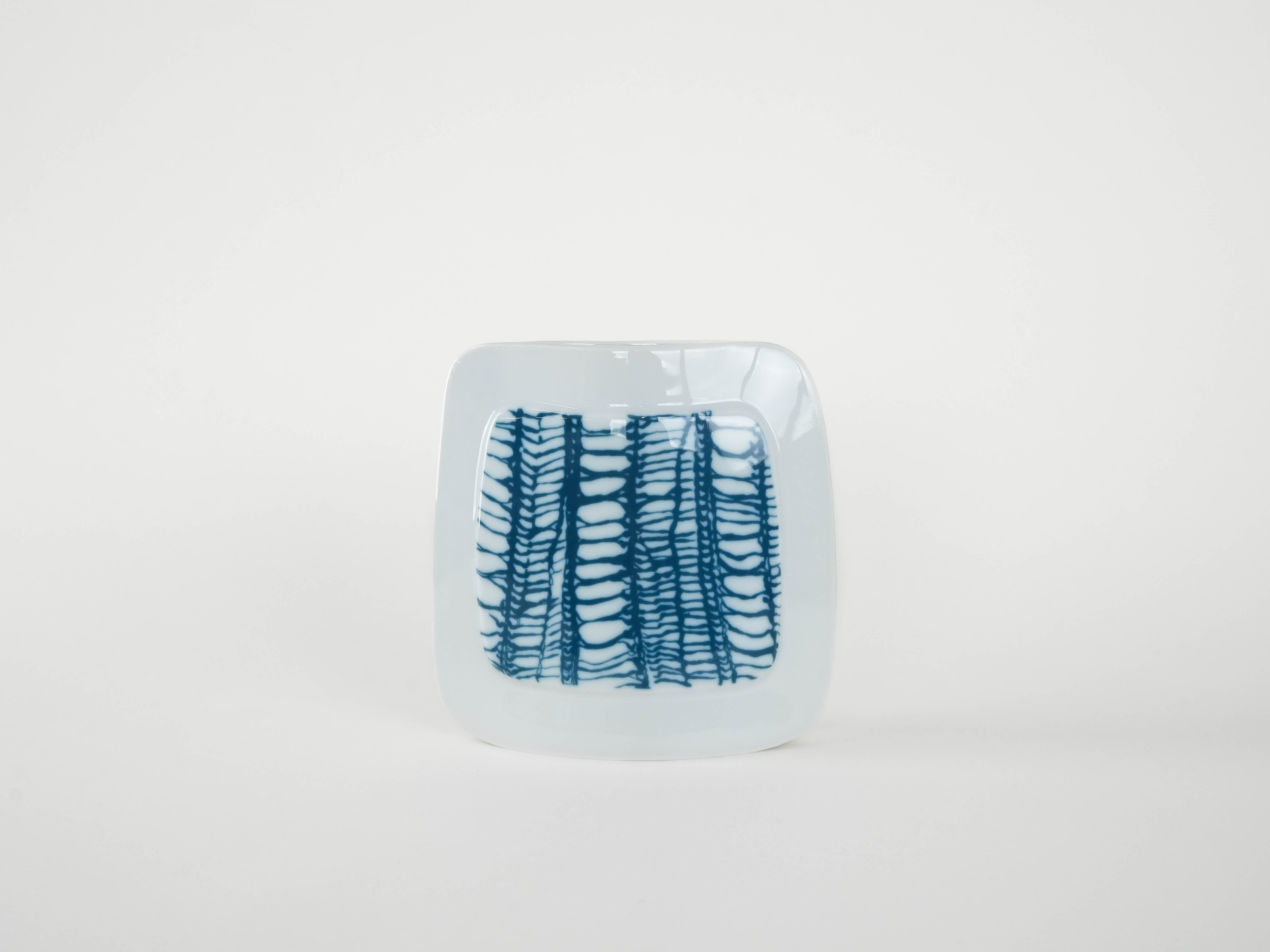 Porzellanvase Weiß Blau 1970er Jahre