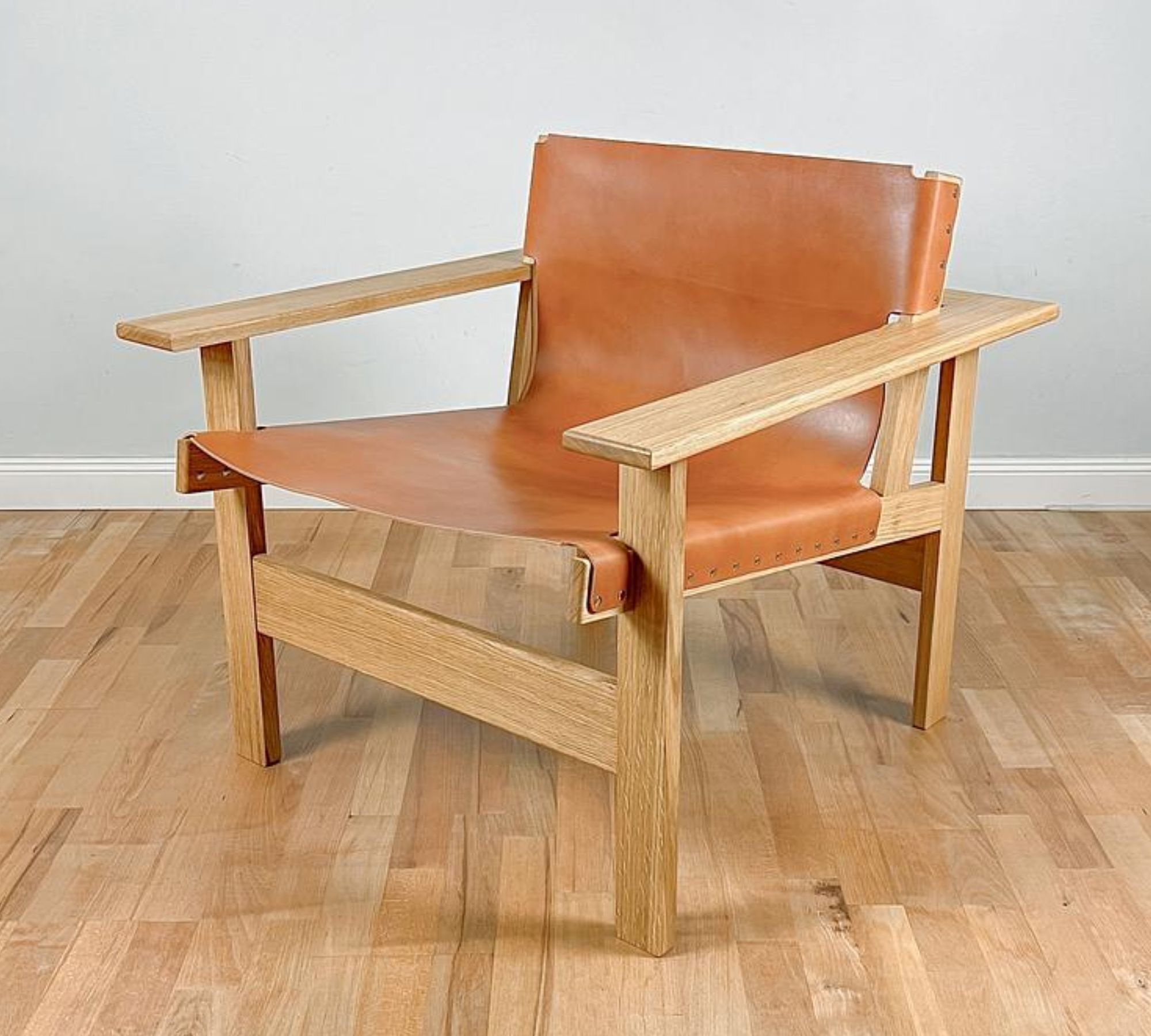 B_002 Lounge Sessel Holz Leder Braun