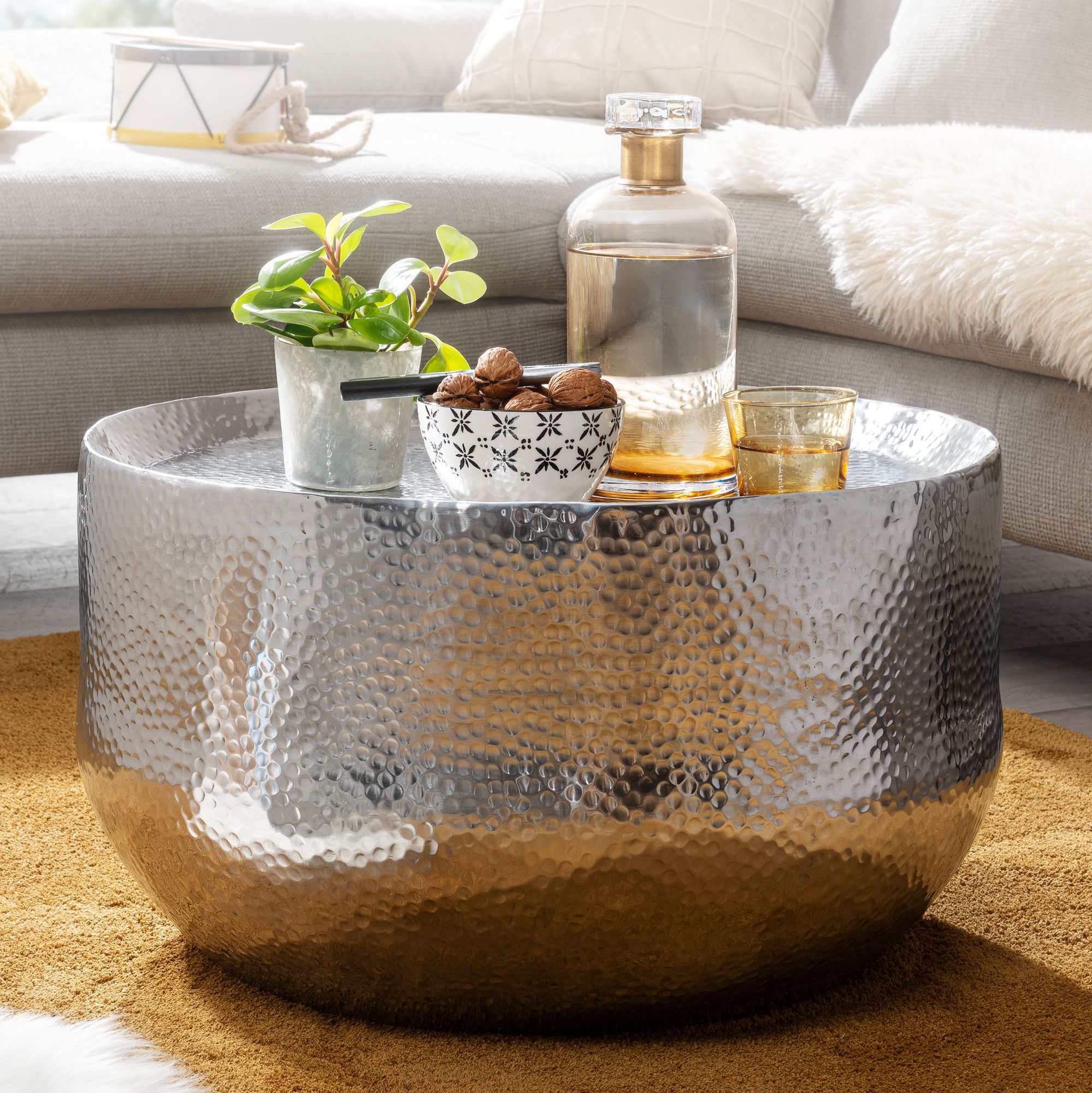 Luckow Couchtisch Aluminium Silber
